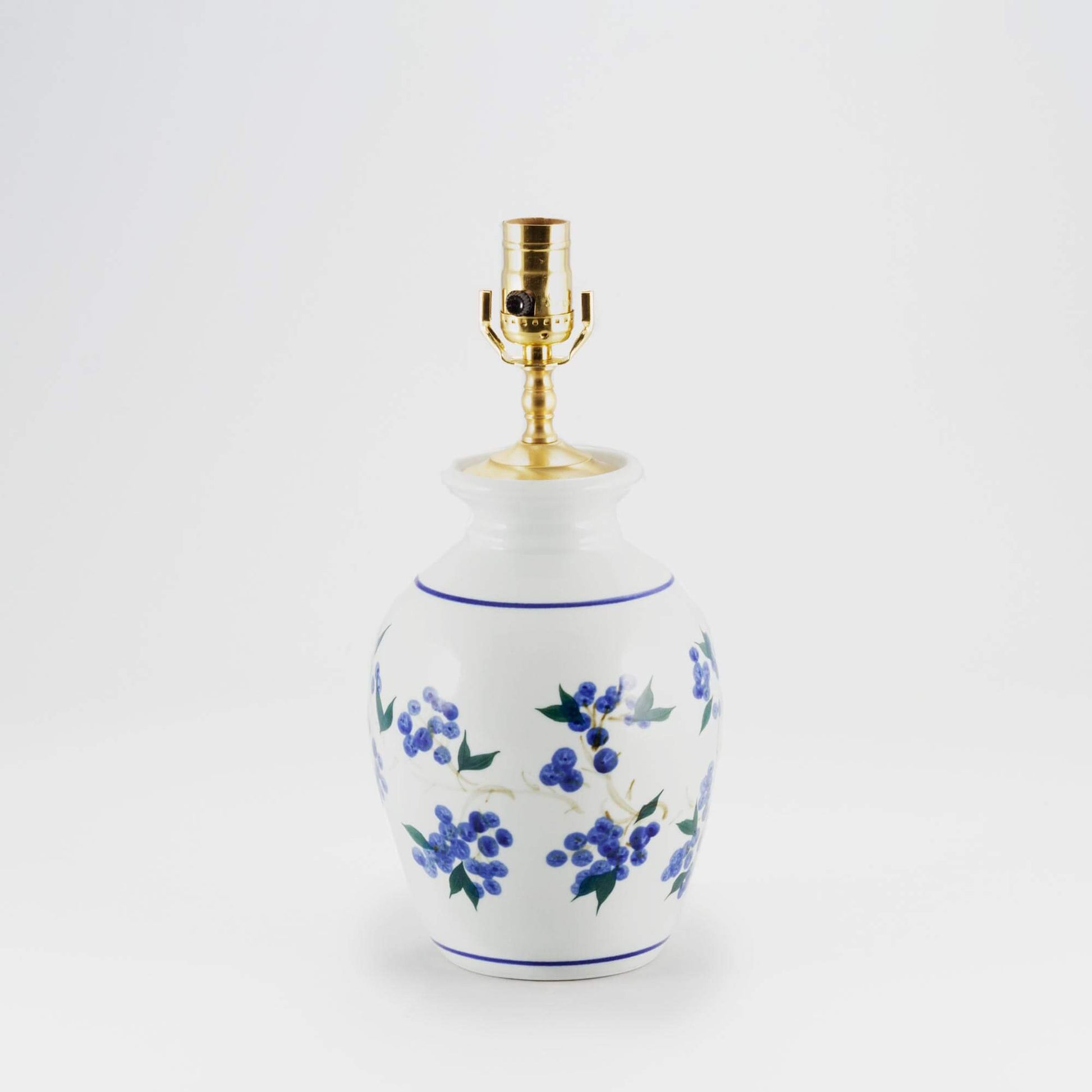 Handmade Pottery 10 Inch Round Table Lamp in Blueberry pattern made by Olyssia Designs LLC  in US
