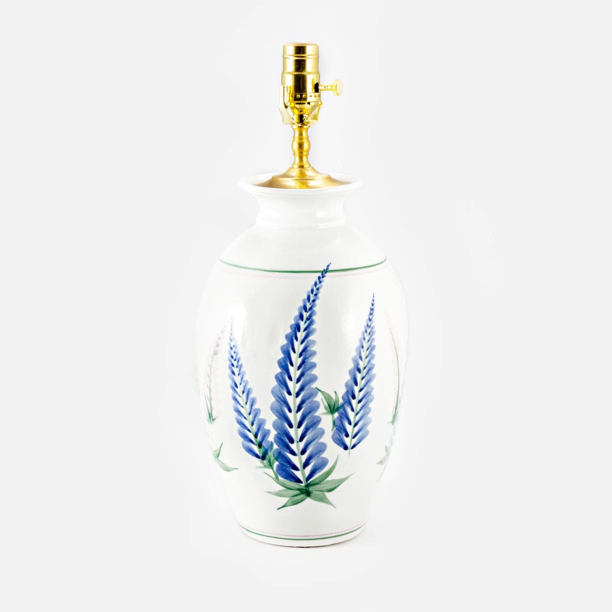 Handmade Pottery 13 Inch Round Table Lamp in Lupine pattern made by Olyssia Designs LLC  in US