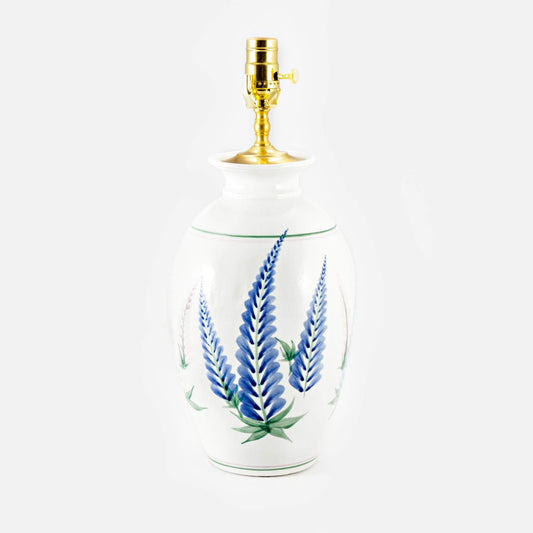 Handmade Pottery 13 Inch Round Table Lamp in Lupine pattern made by Olyssia Designs LLC  in US