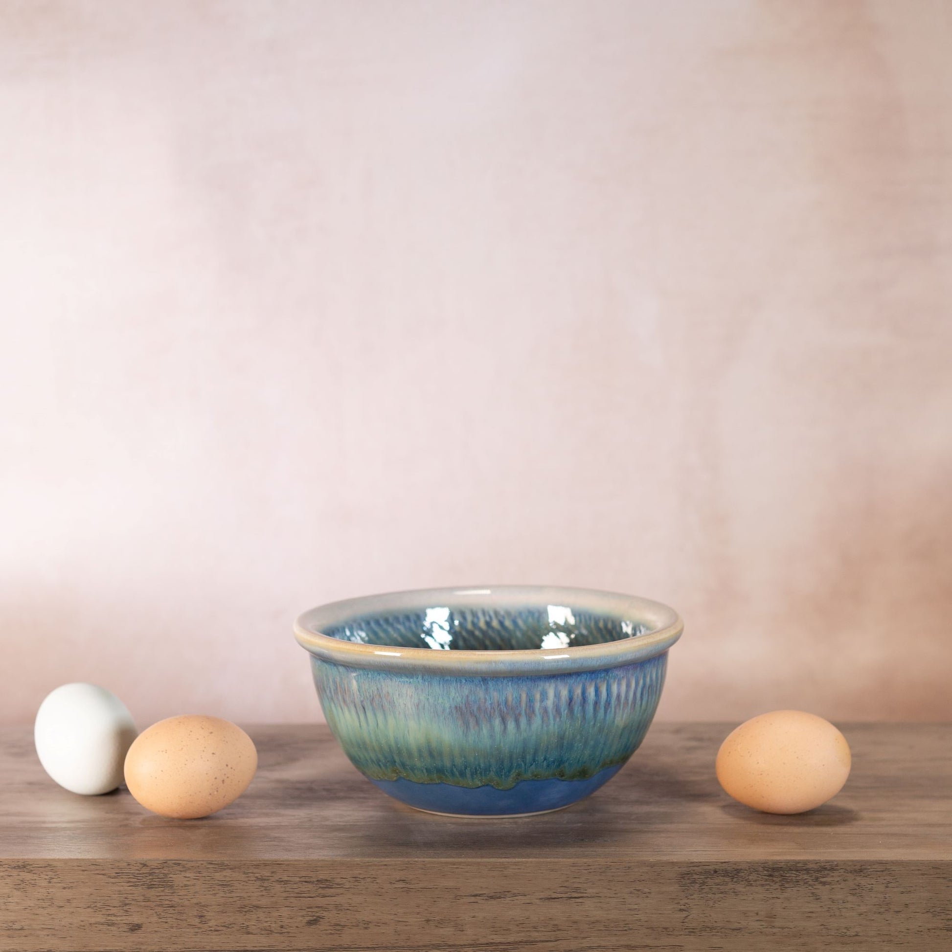 Handmade Pottery 6 Inch Mixing Bowl in Blue Oribe pattern made by Olyssia Designs LLC in US