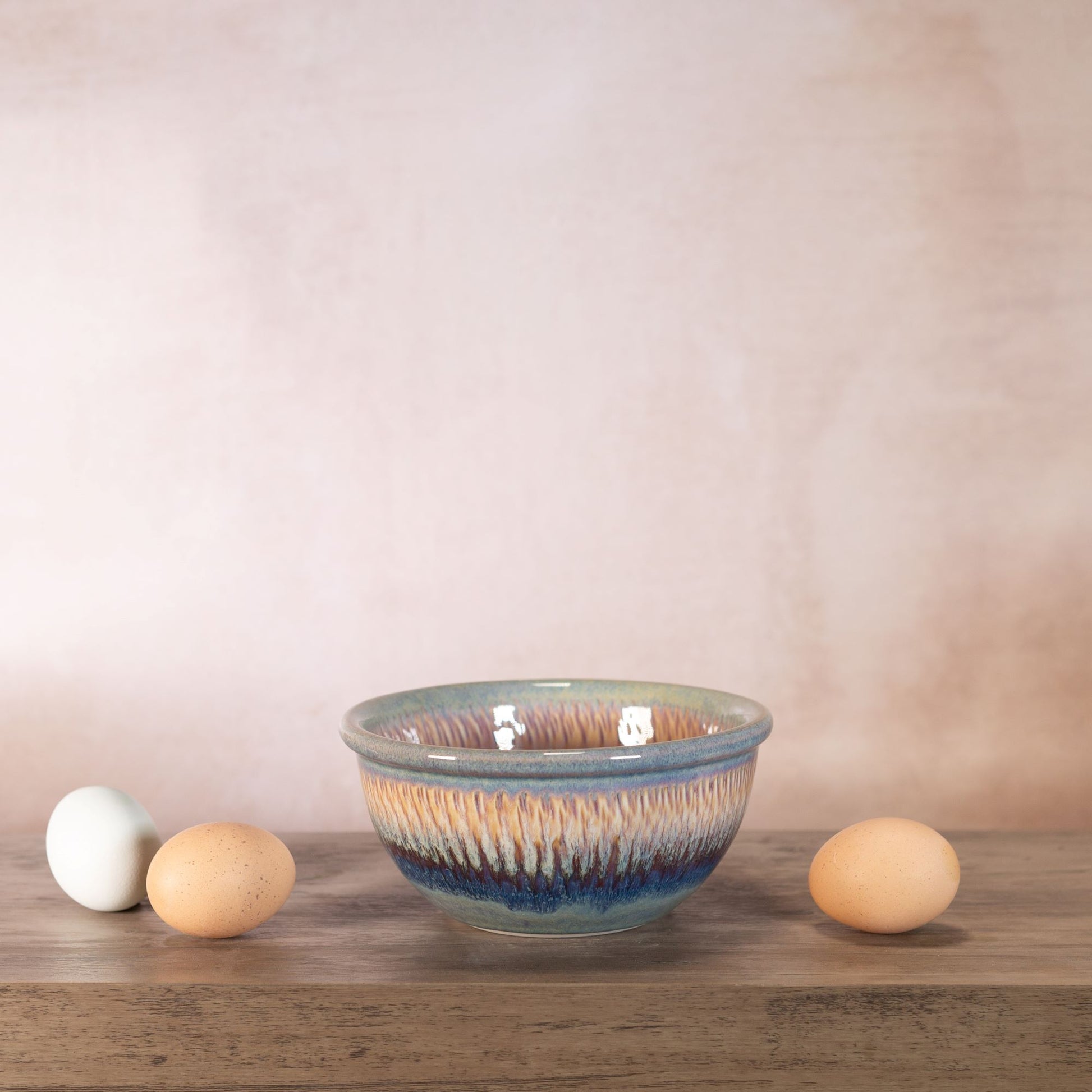 Handmade Pottery 6 Inch Mixing Bowl in Purple Nuka pattern made by Olyssia Designs LLC in US