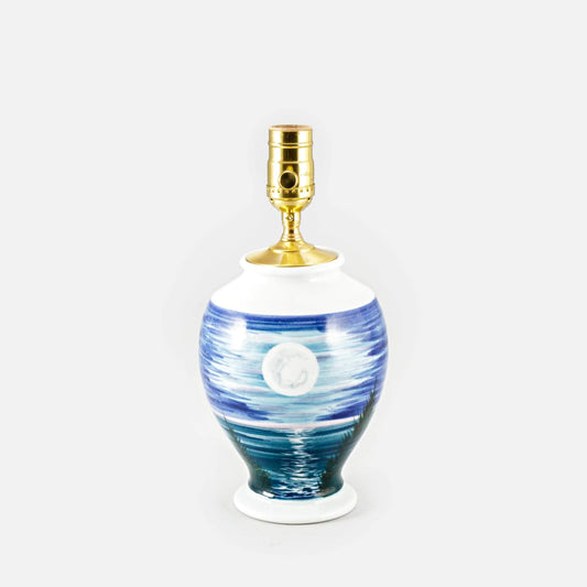 Handmade Pottery 8 Inch Bedside Lamp in Moon pattern made by Olyssia Designs LLC  in US