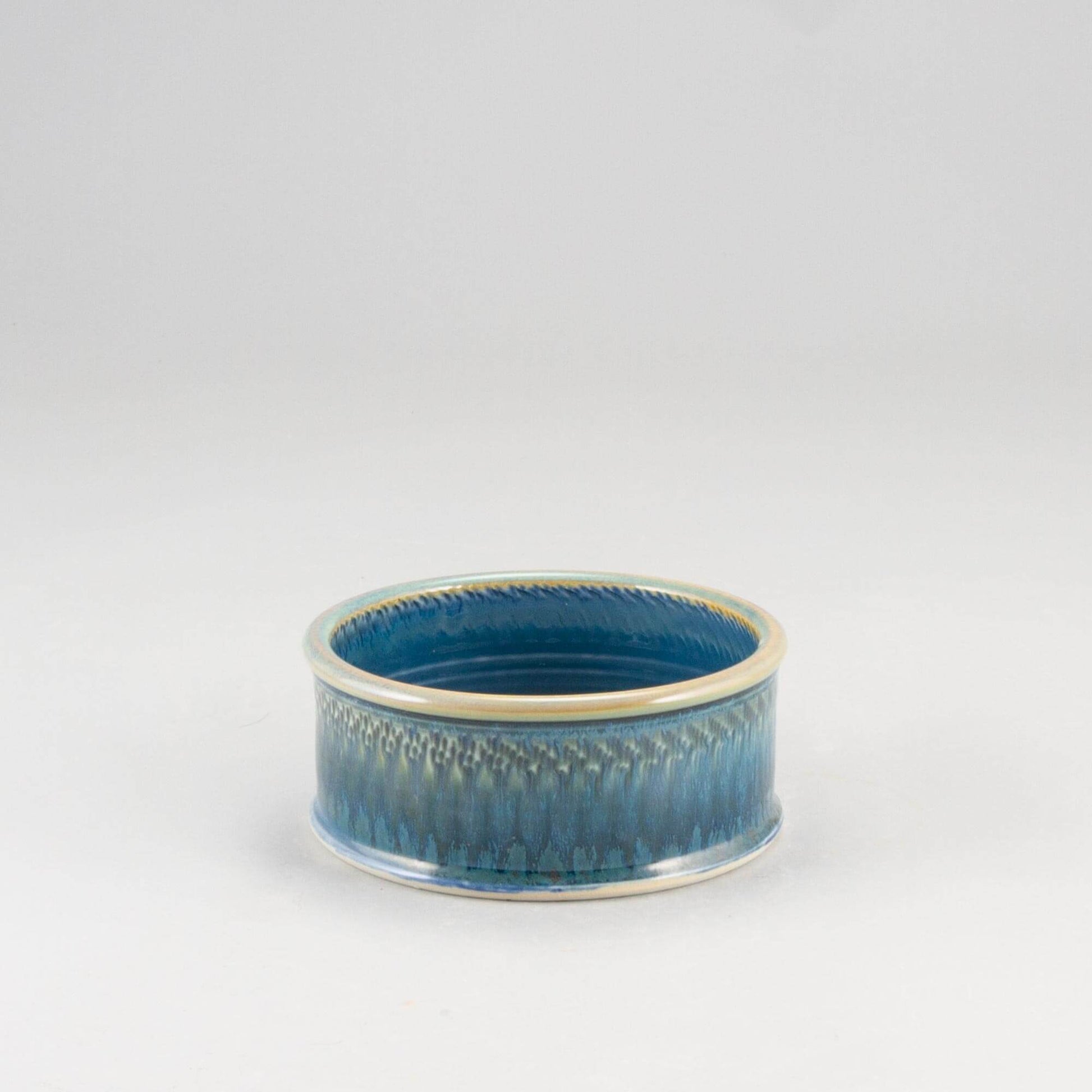 Handmade Pottery Brie Baker in Blue Oribe pattern made by Olyssia Designs LLC in US