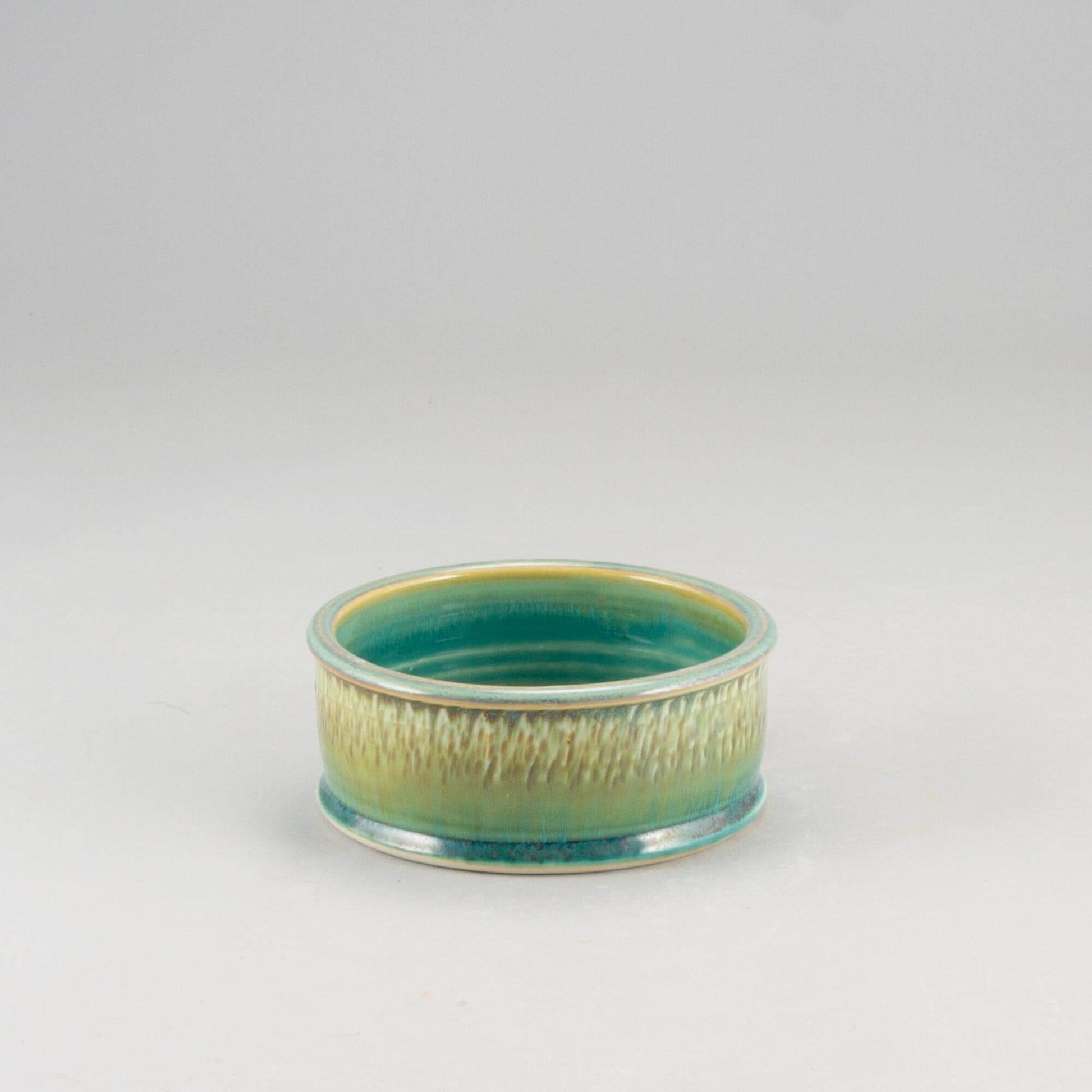 Handmade Pottery Brie Baker in Green Oribe pattern made by Olyssia Designs LLC in US