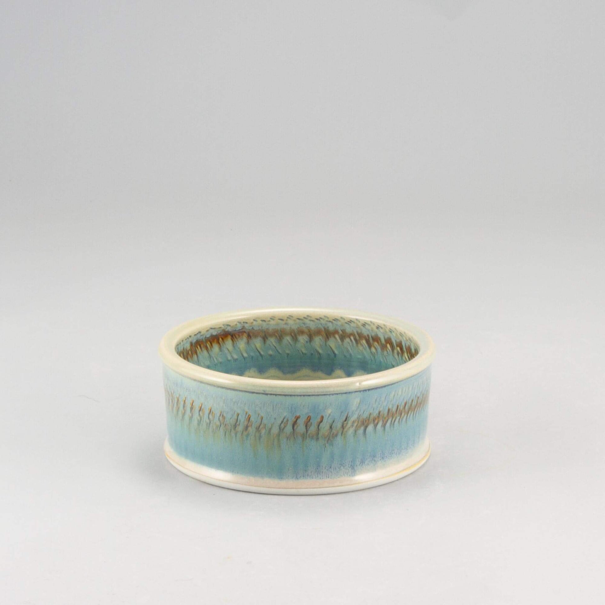 Handmade Pottery Brie Baker in Ivory & Blue pattern made by Olyssia Designs LLC in US