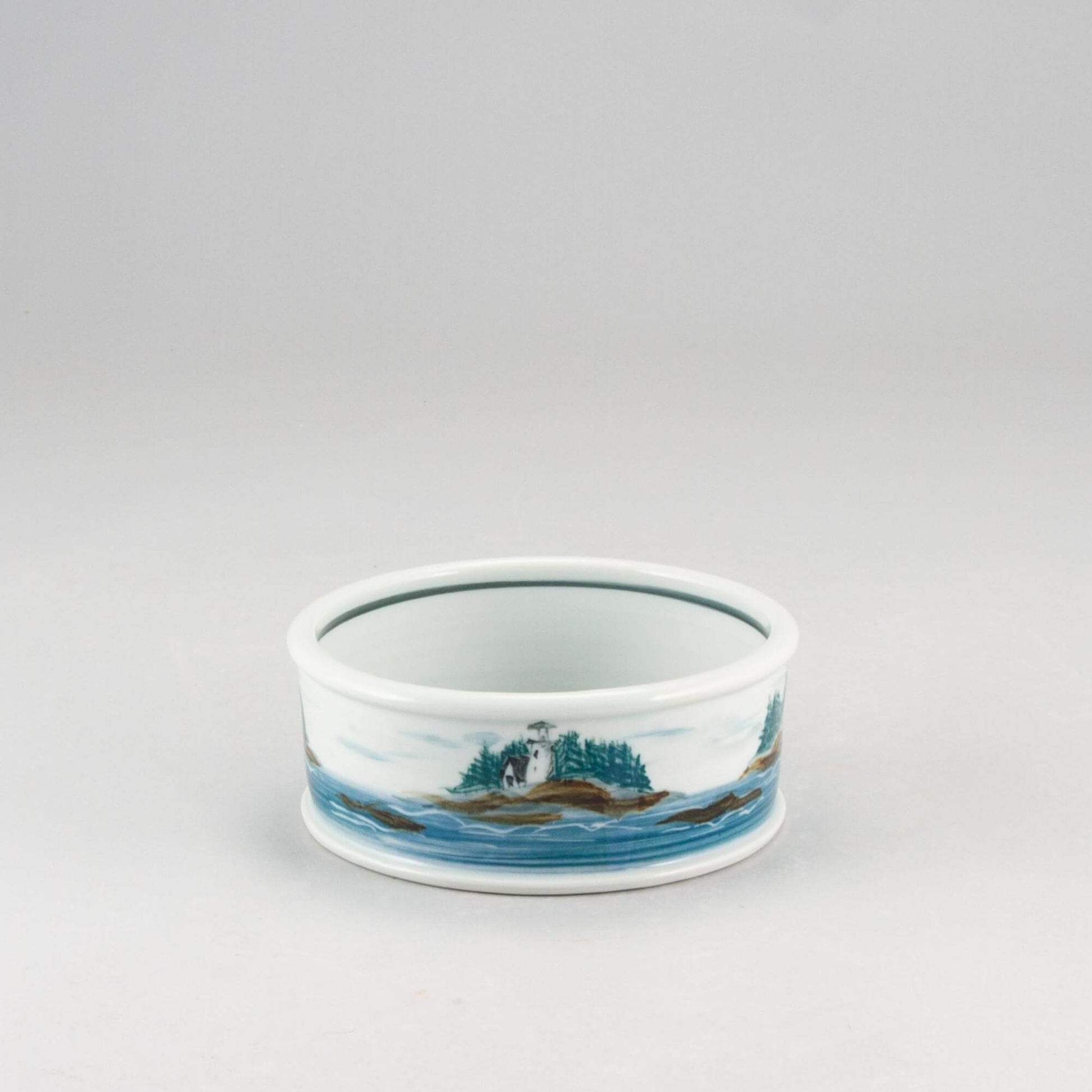 Handmade Pottery Brie Baker in Lighthouse pattern made by Olyssia Designs LLC in US