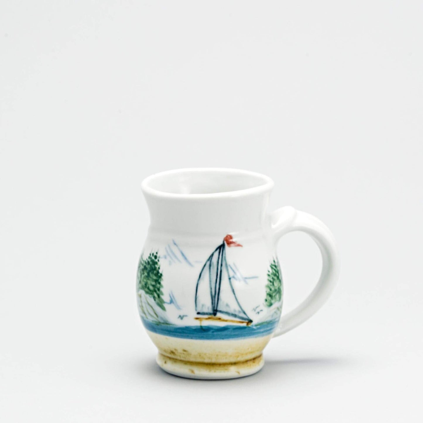 Handmade Pottery Curvy Mug made by Olyssia Designs LLC in US Sailboat