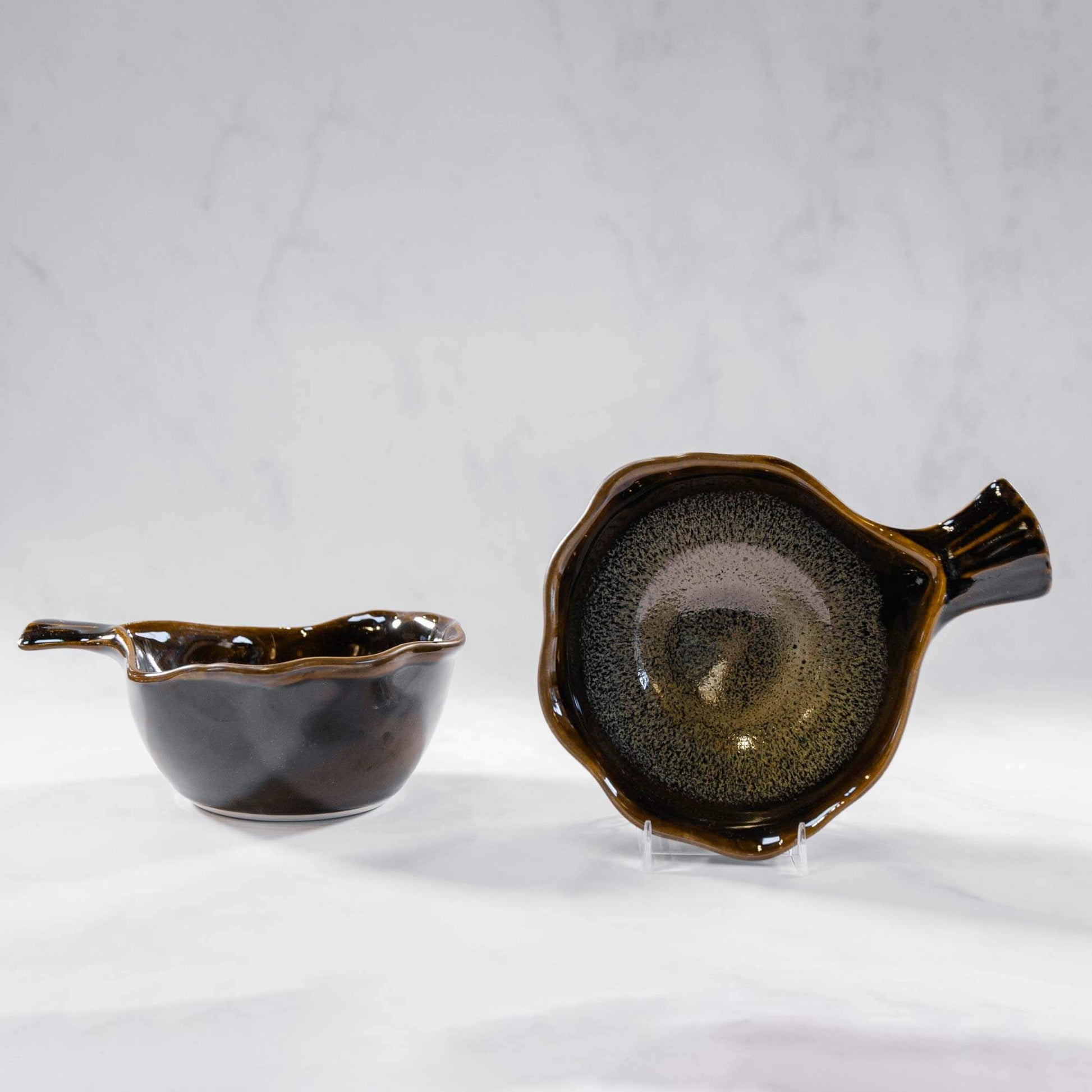 Handmade Pottery Fish Handled Bowl in Hamada pattern made by Olyssia Designs LLC  in US