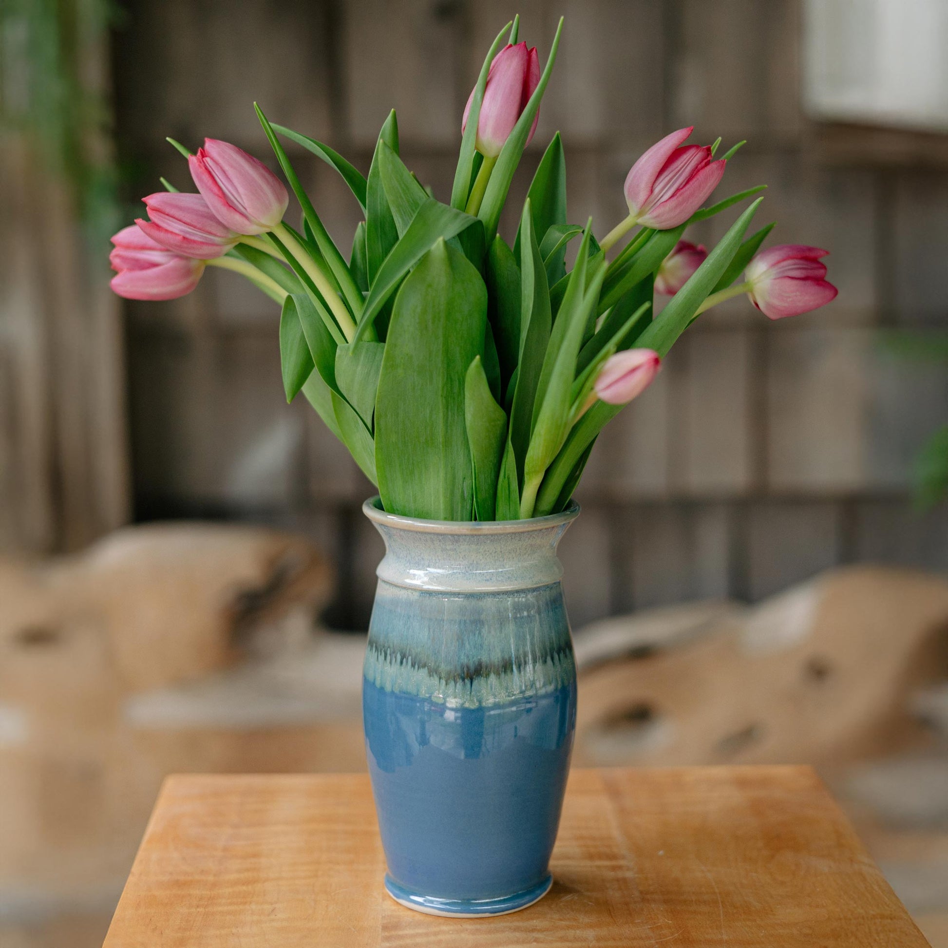 Handmade Garden Vase in Blue Oribe pattern made by Olyssia Designs LLC  in US