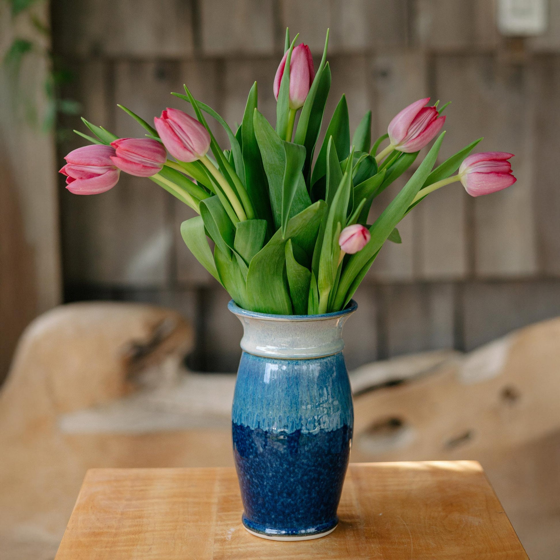 Handmade Garden Vase in Cobalt and Purple pattern made by Olyssia Designs LLC  in US
