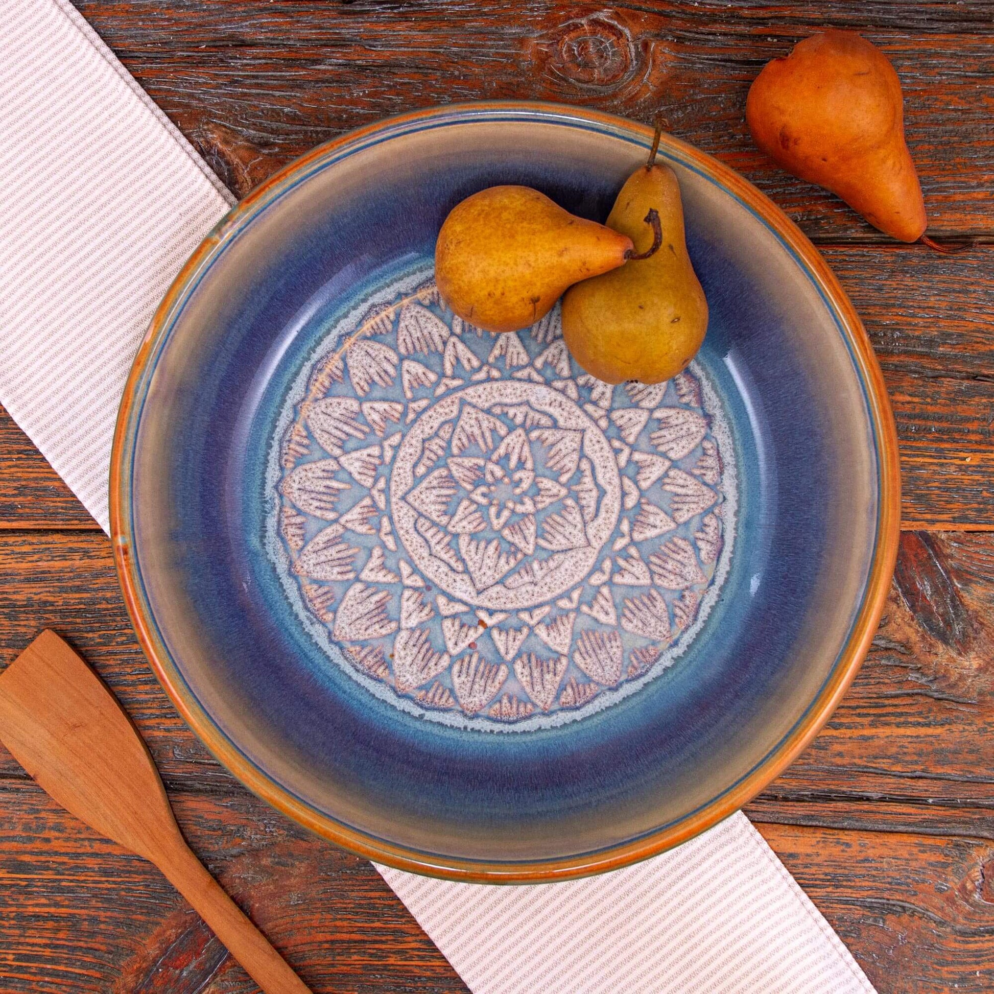 Handmade Pottery Harvest Bowl Bowl in Purple Celtic Flower pattern made by Olyssia Designs LLC  in US