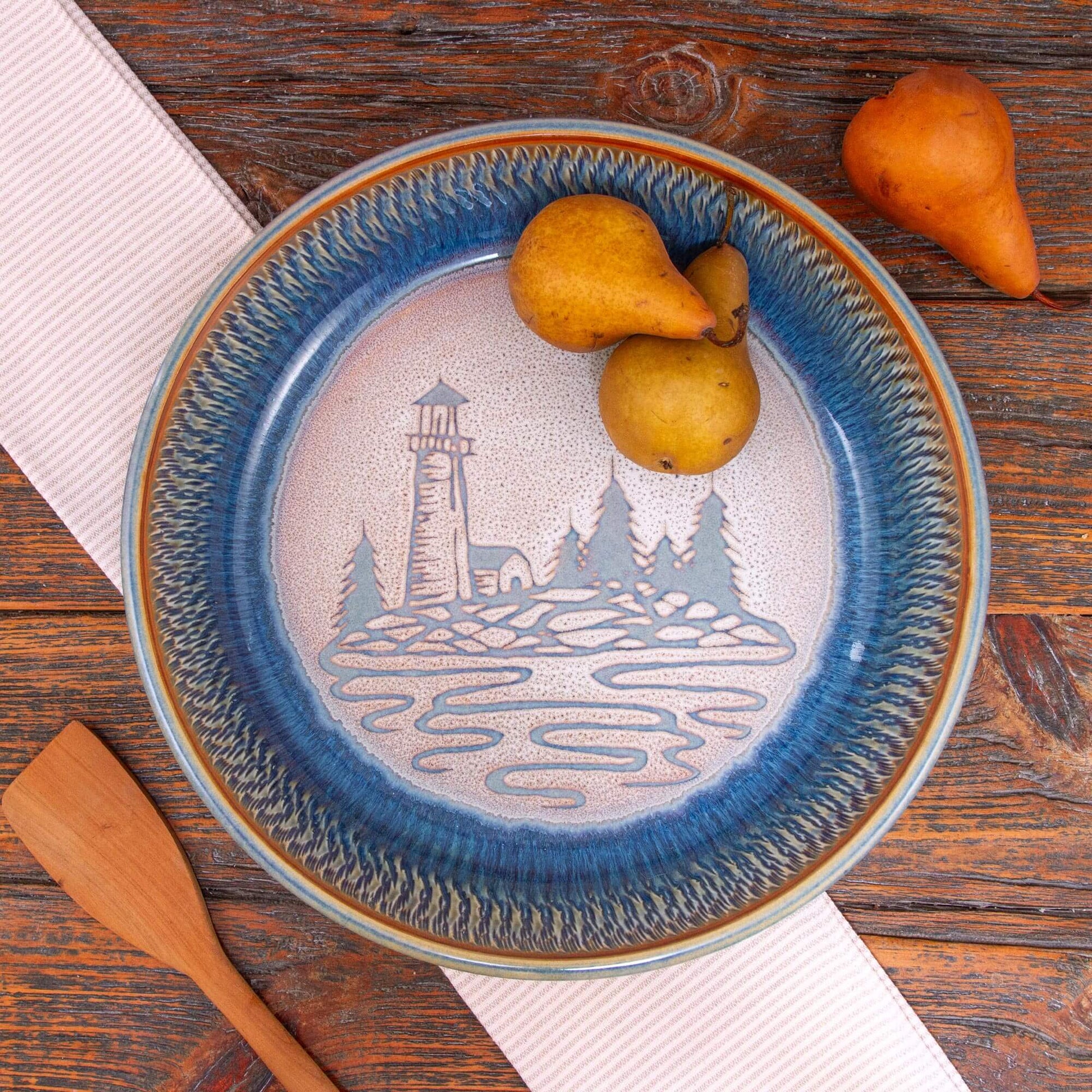 Handmade Pottery Harvest Bowl Bowl in Purple Lighthouse pattern made by Olyssia Designs LLC  in US
