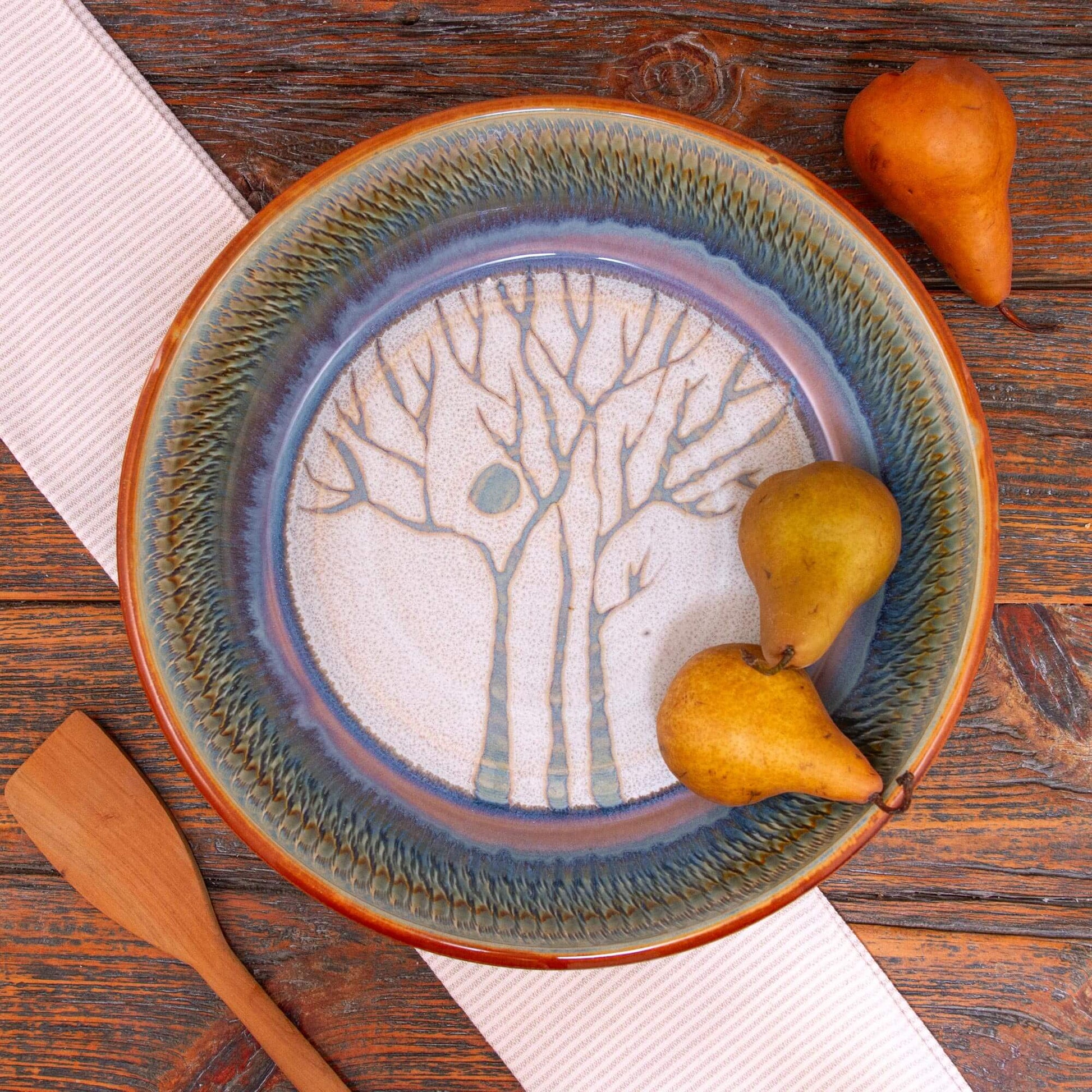 Handmade Pottery Harvest Bowl Bowl in Purple Tree pattern made by Olyssia Designs LLC  in US
