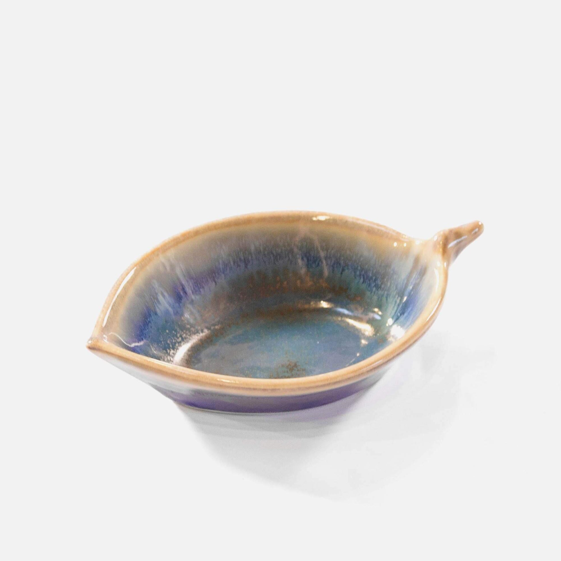 Handmade Pottery Leaf Dish in Purple made by Olyssia Designs LLC  in US