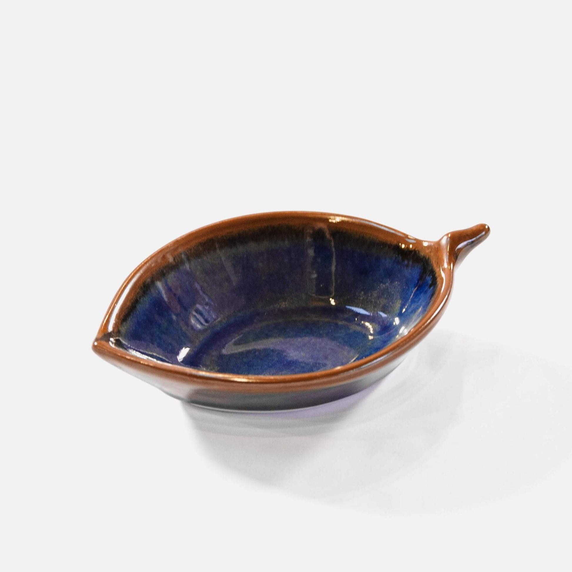 Handmade Pottery Leaf Dish in Blue Hamada made by Olyssia Designs LLC  in US