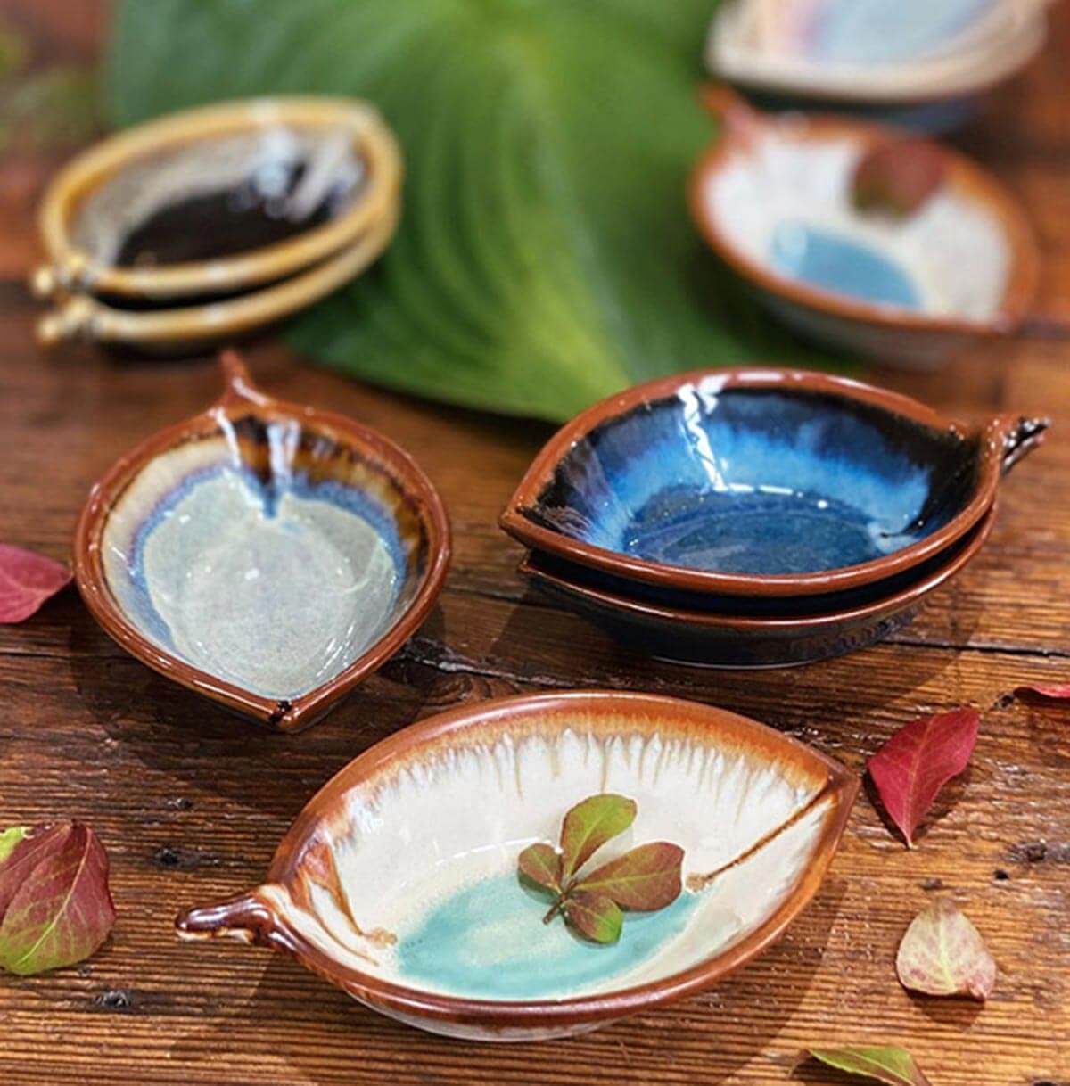 Handmade Pottery Leaf Dish made by Olyssia Designs LLC in US