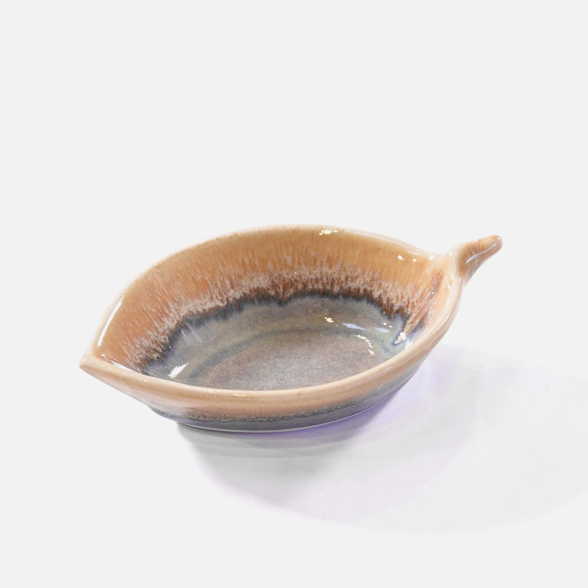 Handmade Pottery Leaf Dish in Purple made by Olyssia Designs LLC  in US