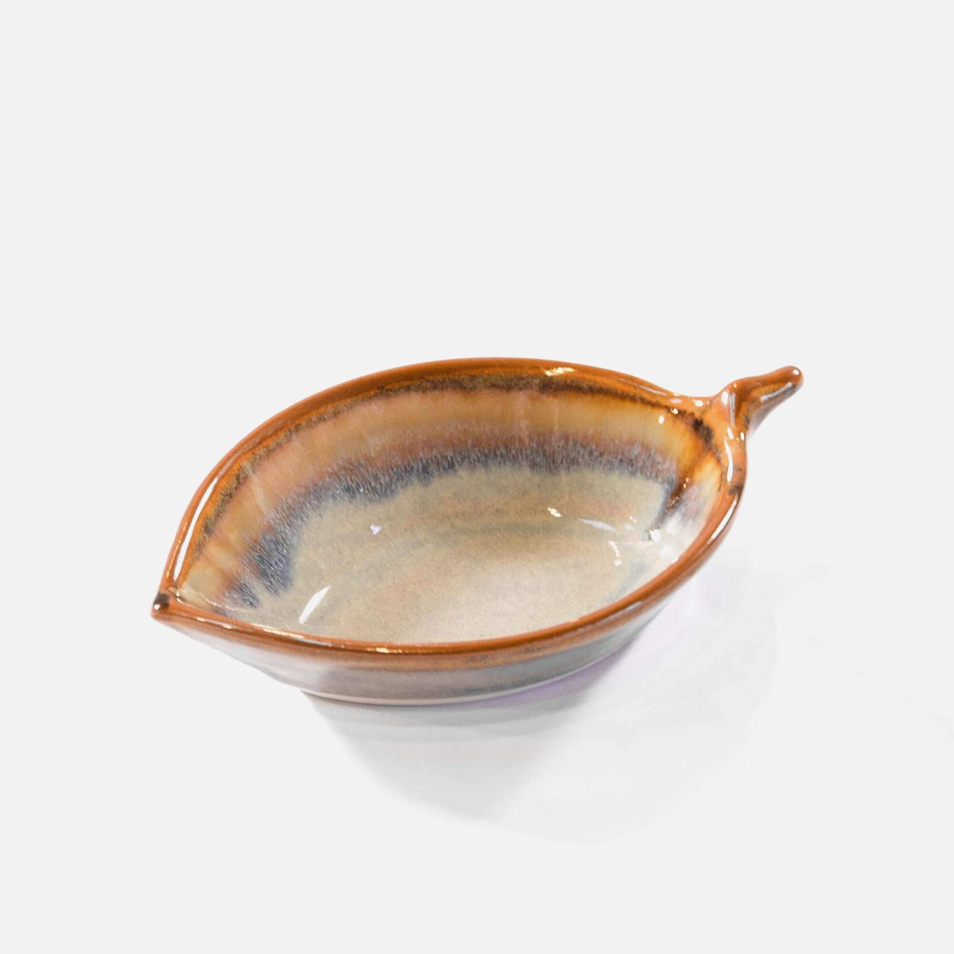 Handmade Pottery Leaf Dish in Purple Hamada made by Olyssia Designs LLC  in US