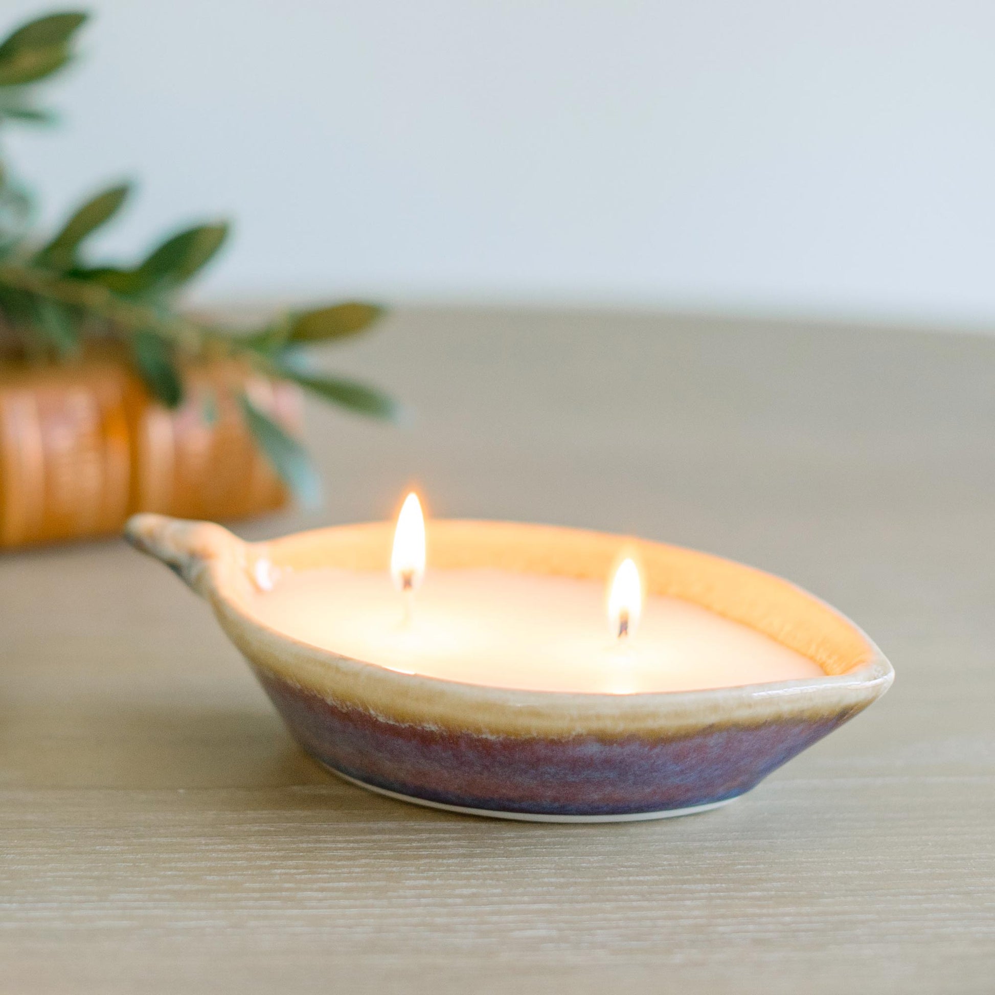 Limited Edition Leaf Dish Lilac Candle in Purple Glaze, by Olyssia Designs LLC  in US