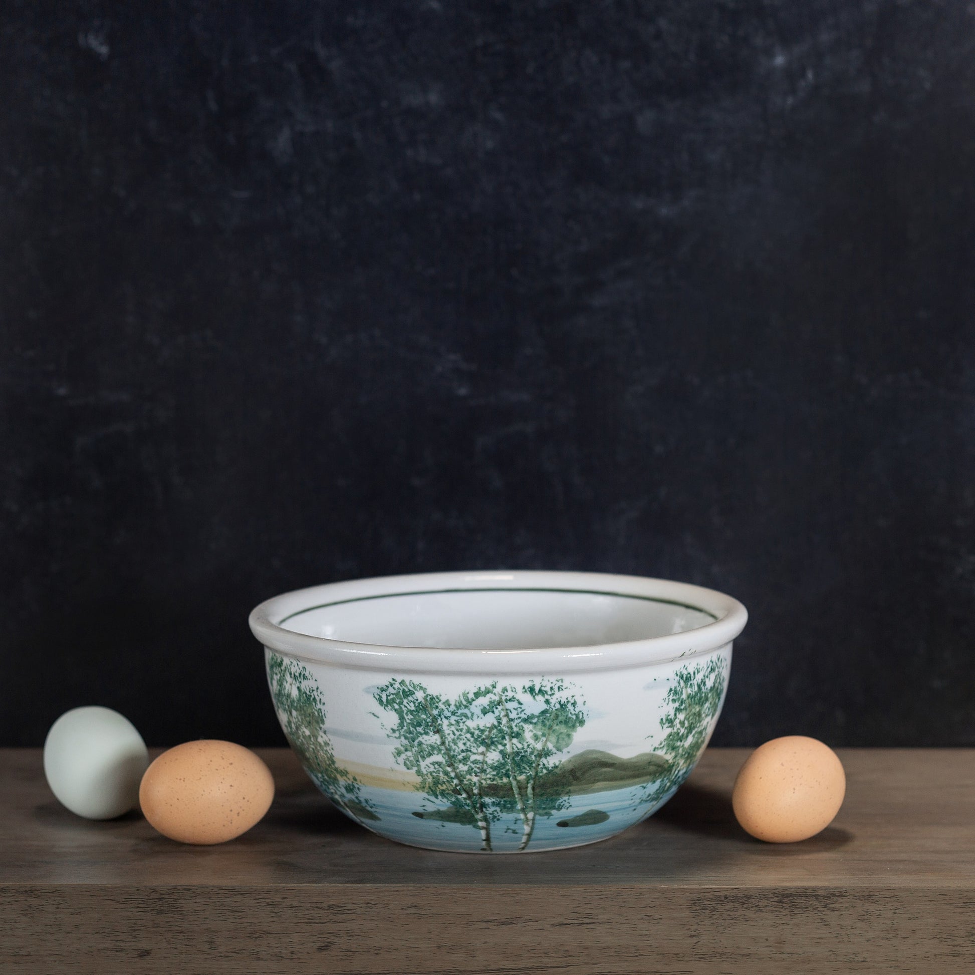 Handmade Pottery 8 Inch Mixing Bowl in Birch Point pattern made by Olyssia Designs LLC in US