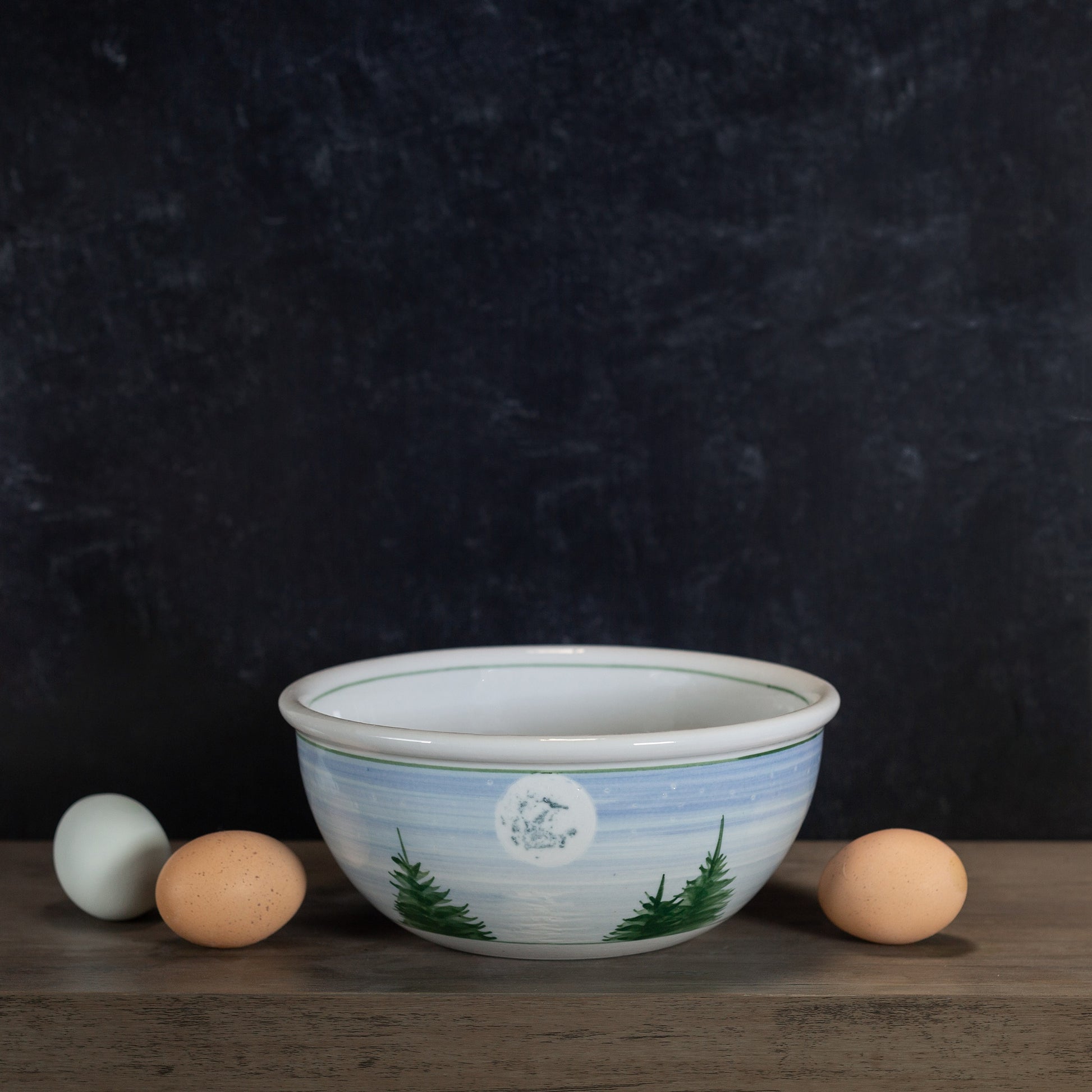 Handmade Pottery 8 Inch Mixing Bowl in Moon pattern made by Olyssia Designs LLC in US