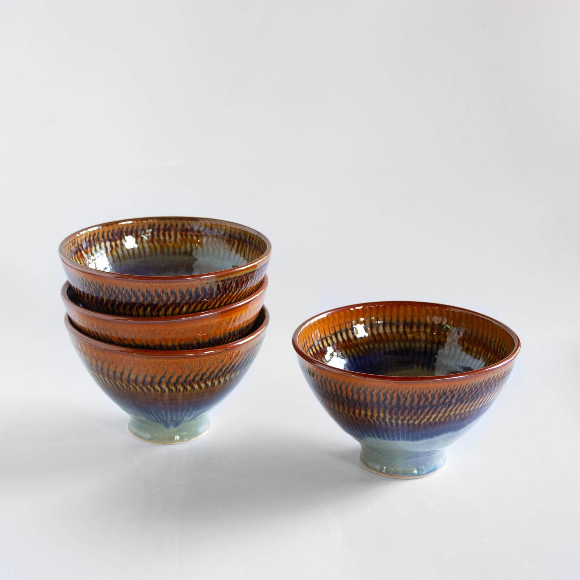 Handmade Pottery Noodle Bowl in Purple Hamada pattern made by Olyssia Designs LLC  in US