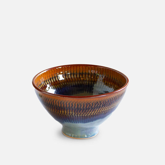 Handmade Pottery Noodle Bowl in Purple Hamada pattern made by Olyssia Designs LLC  in US