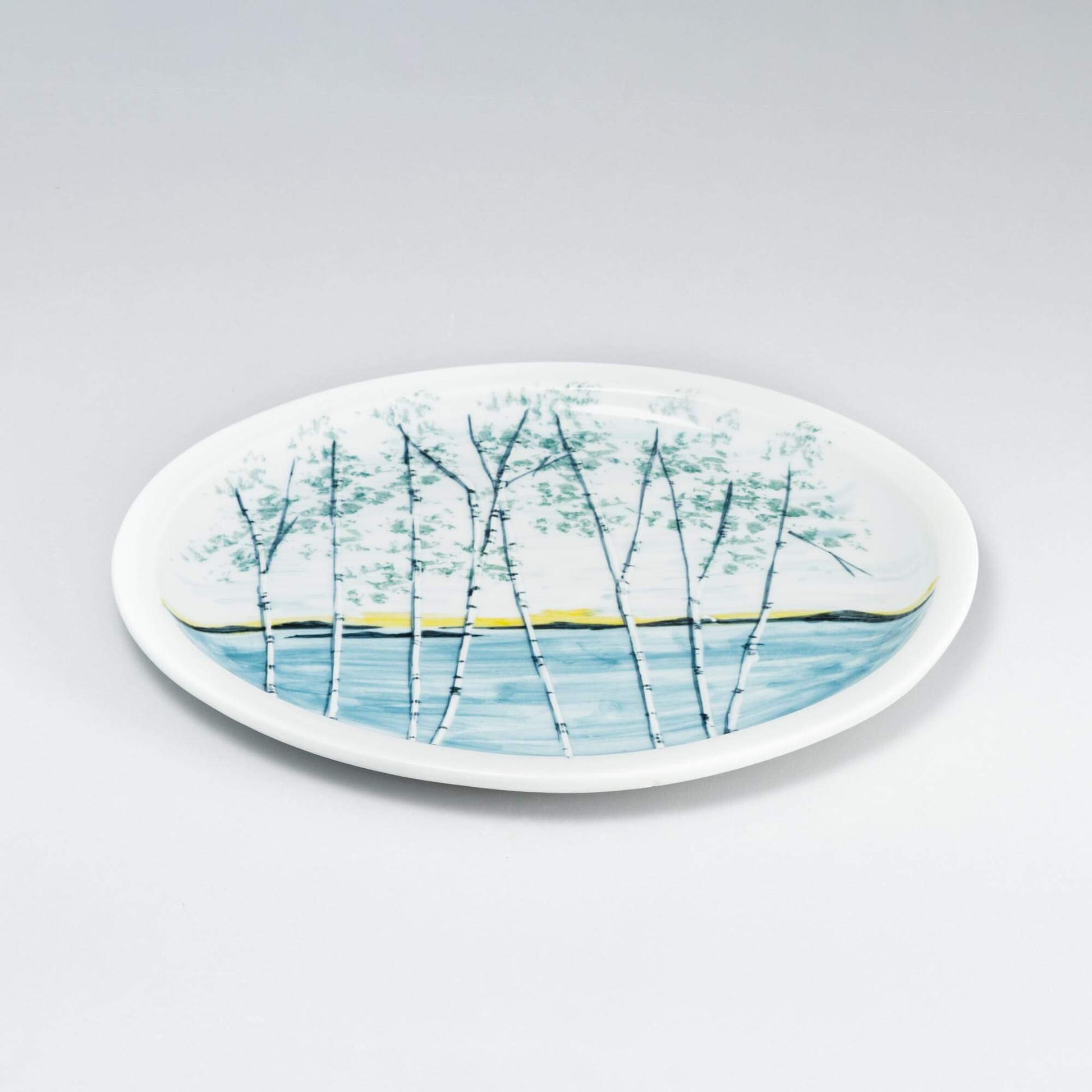 Handmade Pottery Oval Platter in Birch Point pattern made by Olyssia Designs LLC  in US