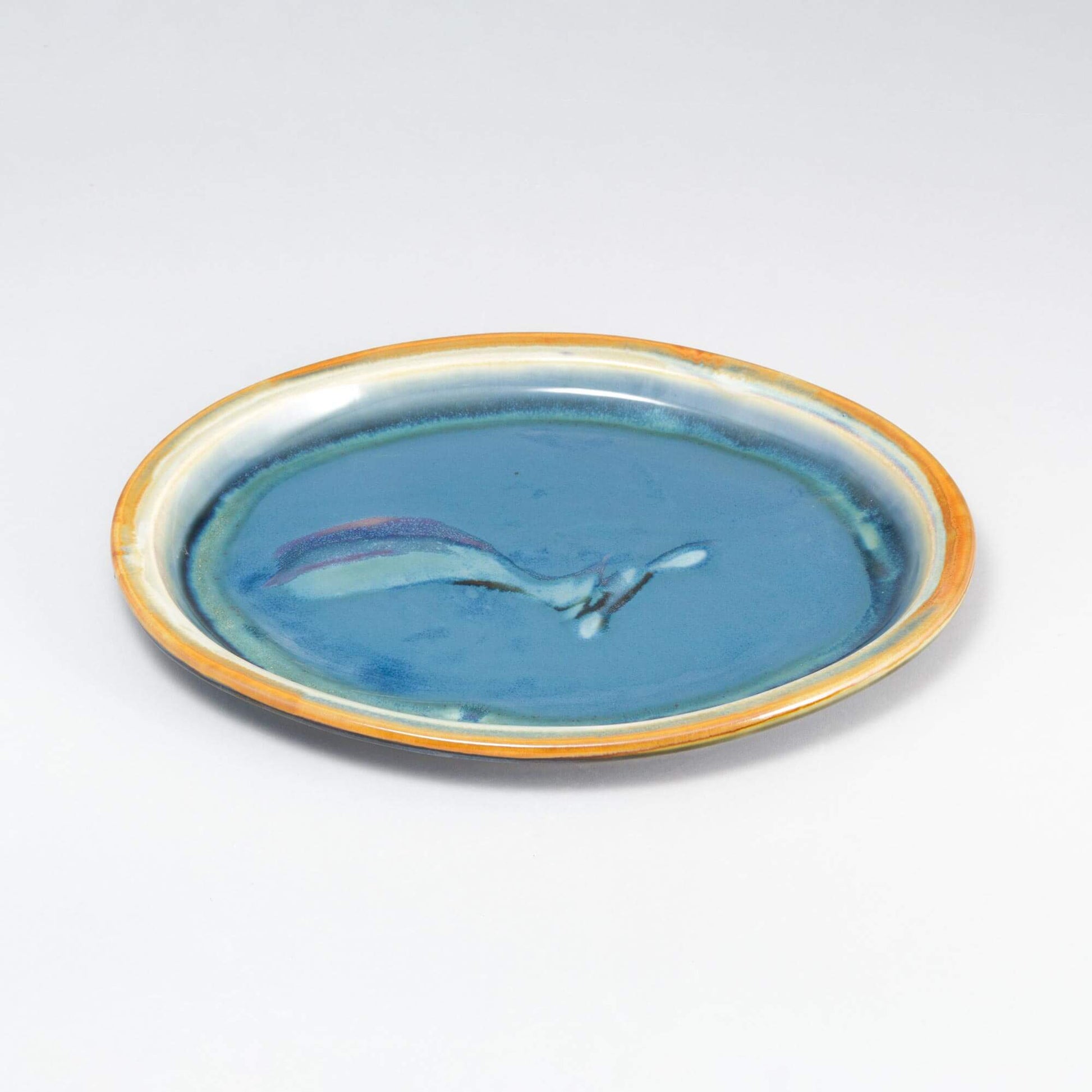 Handmade Pottery Oval Platter in Blue Oribe pattern made by Olyssia Designs LLC  in US