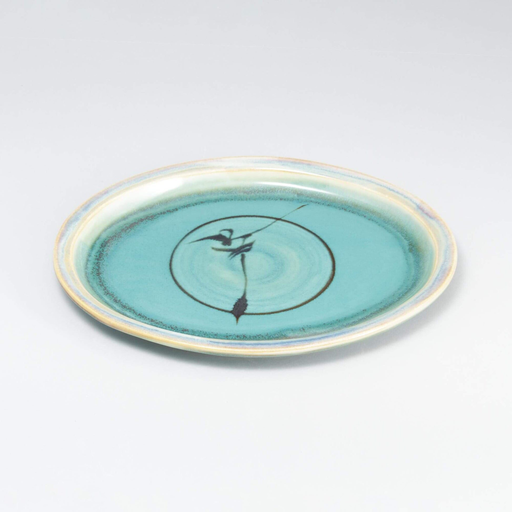 Handmade Pottery Oval Platter in Green Oribe pattern made by Olyssia Designs LLC  in US