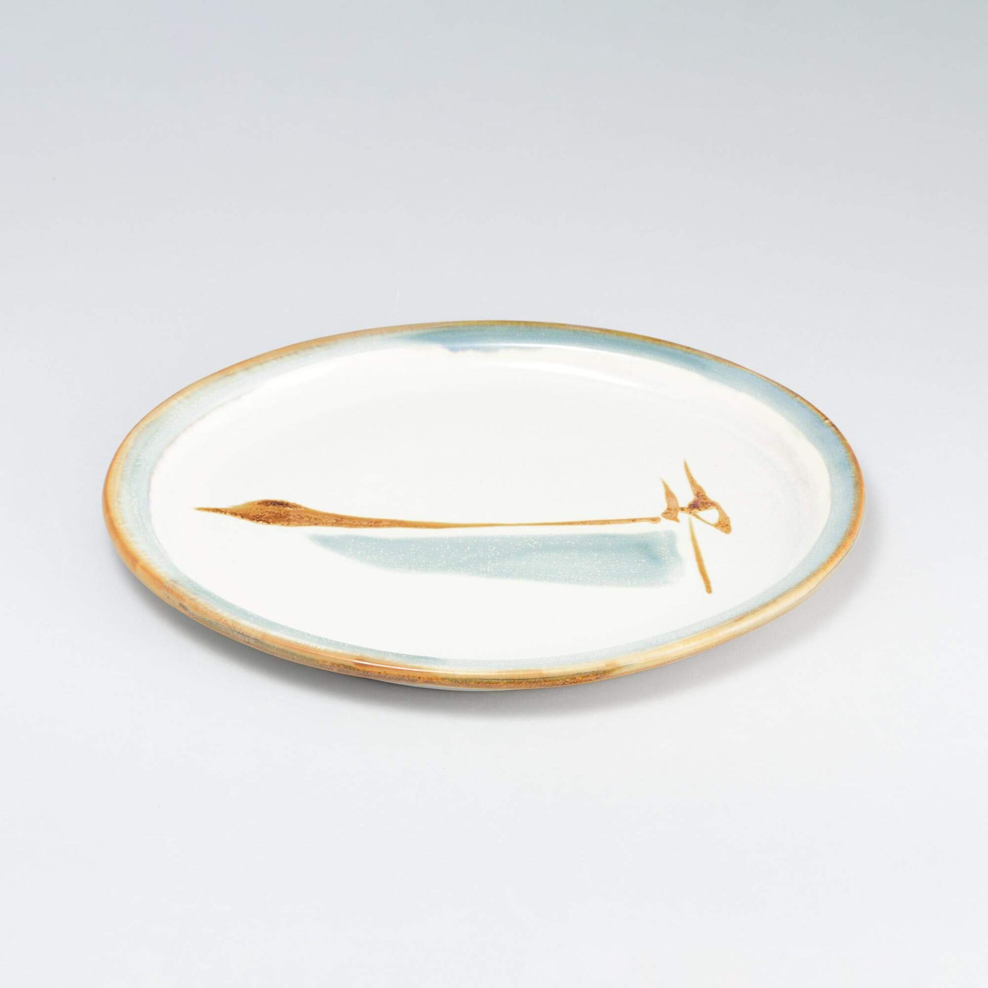 Handmade Pottery Oval Platter in Ivory & Blue pattern made by Olyssia Designs LLC  in US