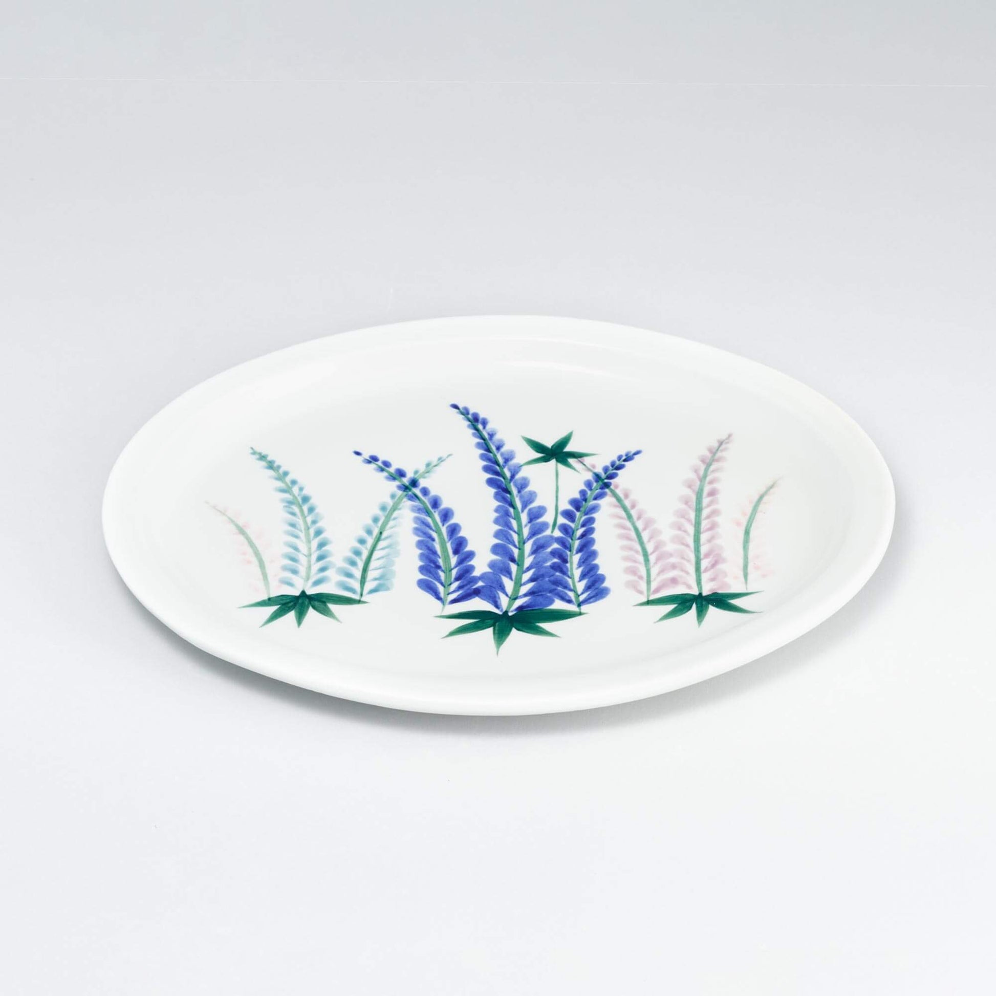 Handmade Pottery Oval Platter in Lupine pattern made by Olyssia Designs LLC  in US