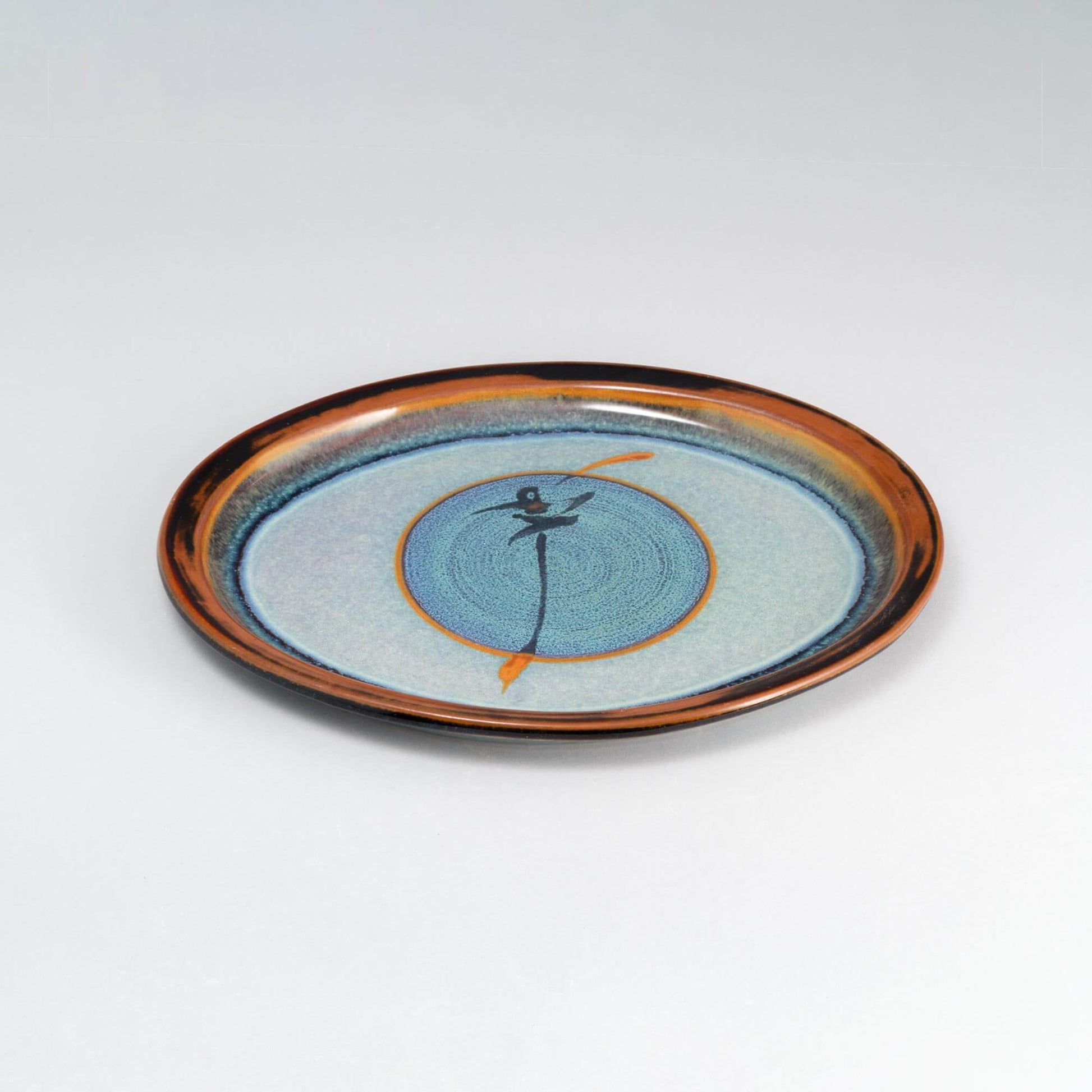 Handmade Pottery Oval Platter in Purple Hamada pattern made by Olyssia Designs LLC  in US