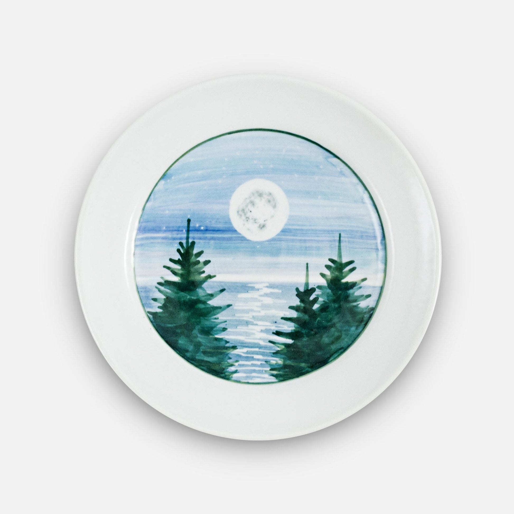 Handmade Pottery Rimless Dinner Plate made by Olyssia Designs LLC  in US in Moon Pattern