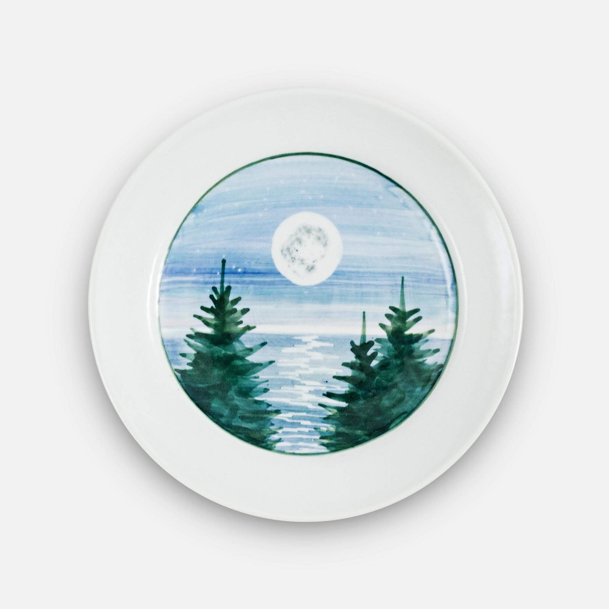 Handmade Pottery Footed Dinner Plate in Lupine pattern made by Olyssia Designs LLC  in US