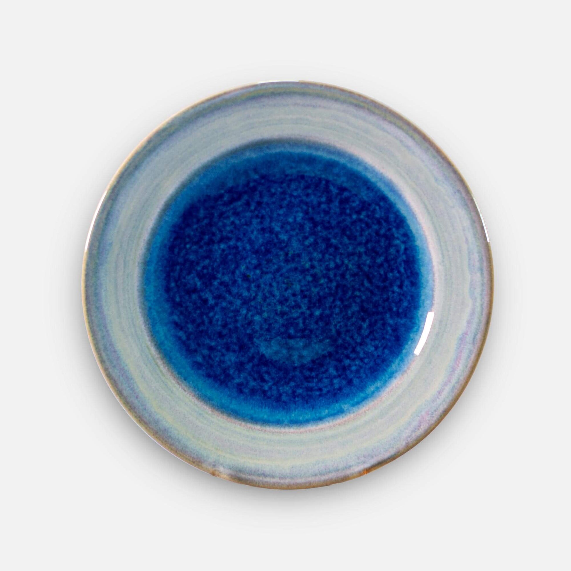 Handmade Pottery Footed Dinner Plate in Cobalt pattern made by Olyssia Designs LLC  in US