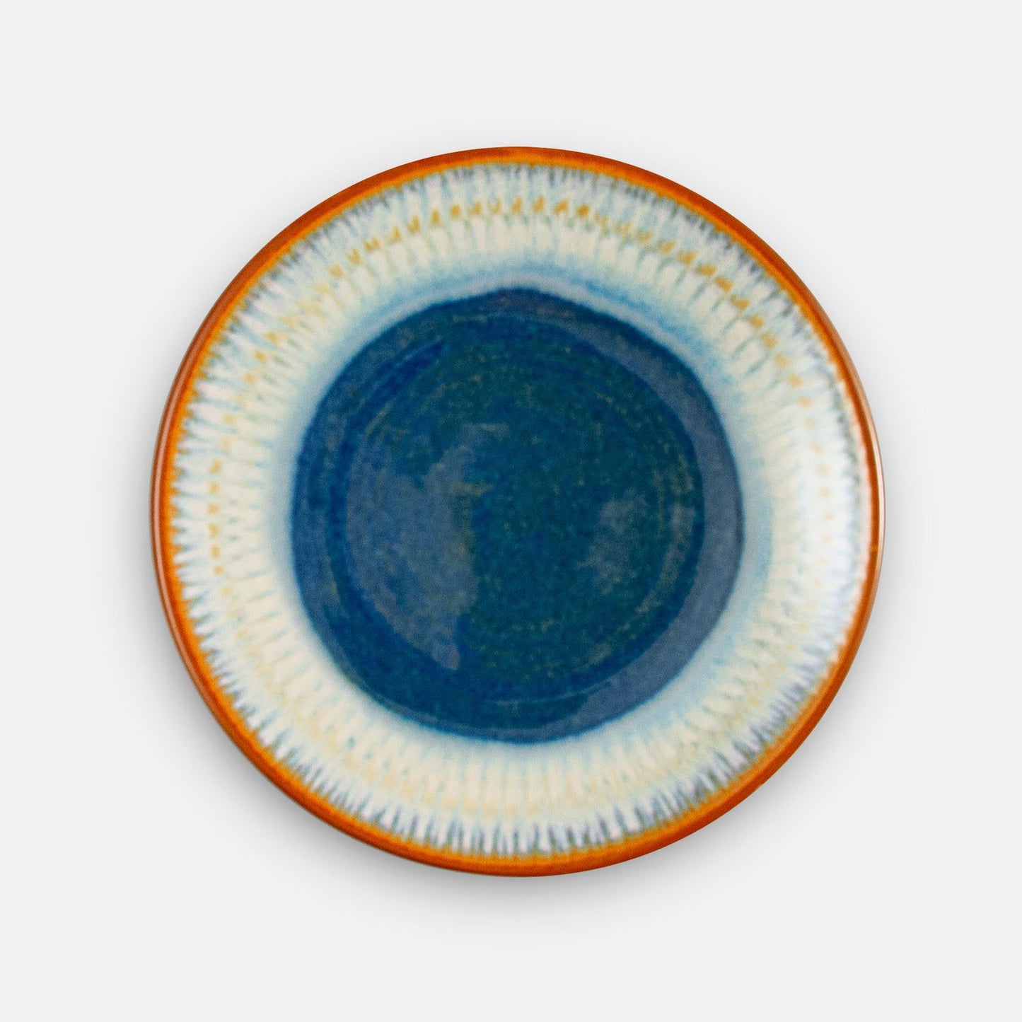 Handmade Pottery Rimless Dessert Plate made by Olyssia Designs LLC in US in Cobalt Pattern