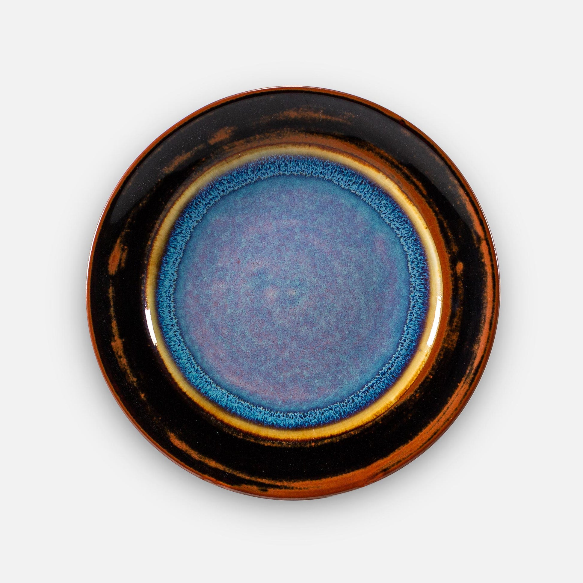 Handmade Pottery Footed Dinner Plate in Purple Hamada pattern made by Olyssia Designs LLC  in US