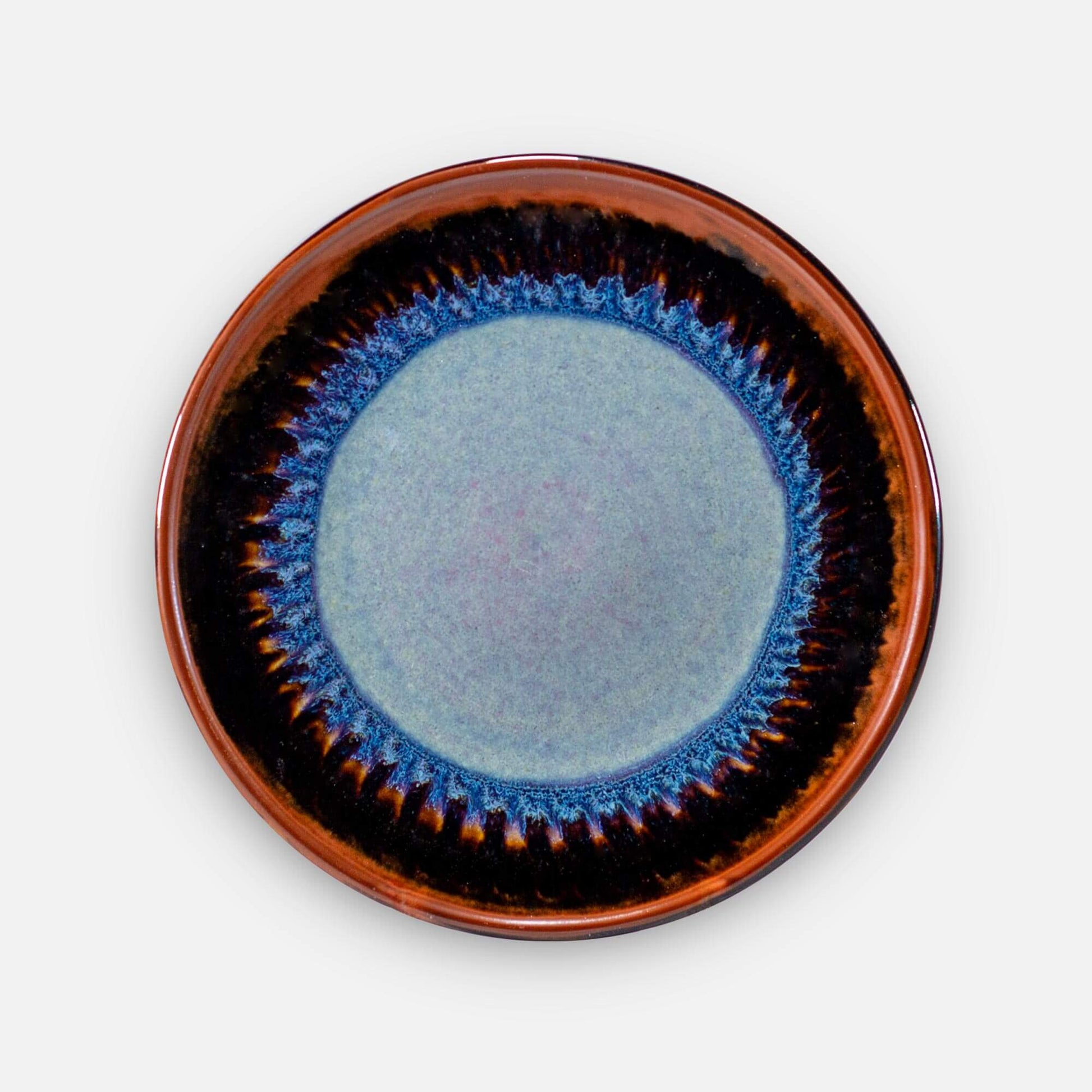 Handmade Pottery Rimless Dinner Plate made by Olyssia Designs LLC  in US in Purple Hamada pattern