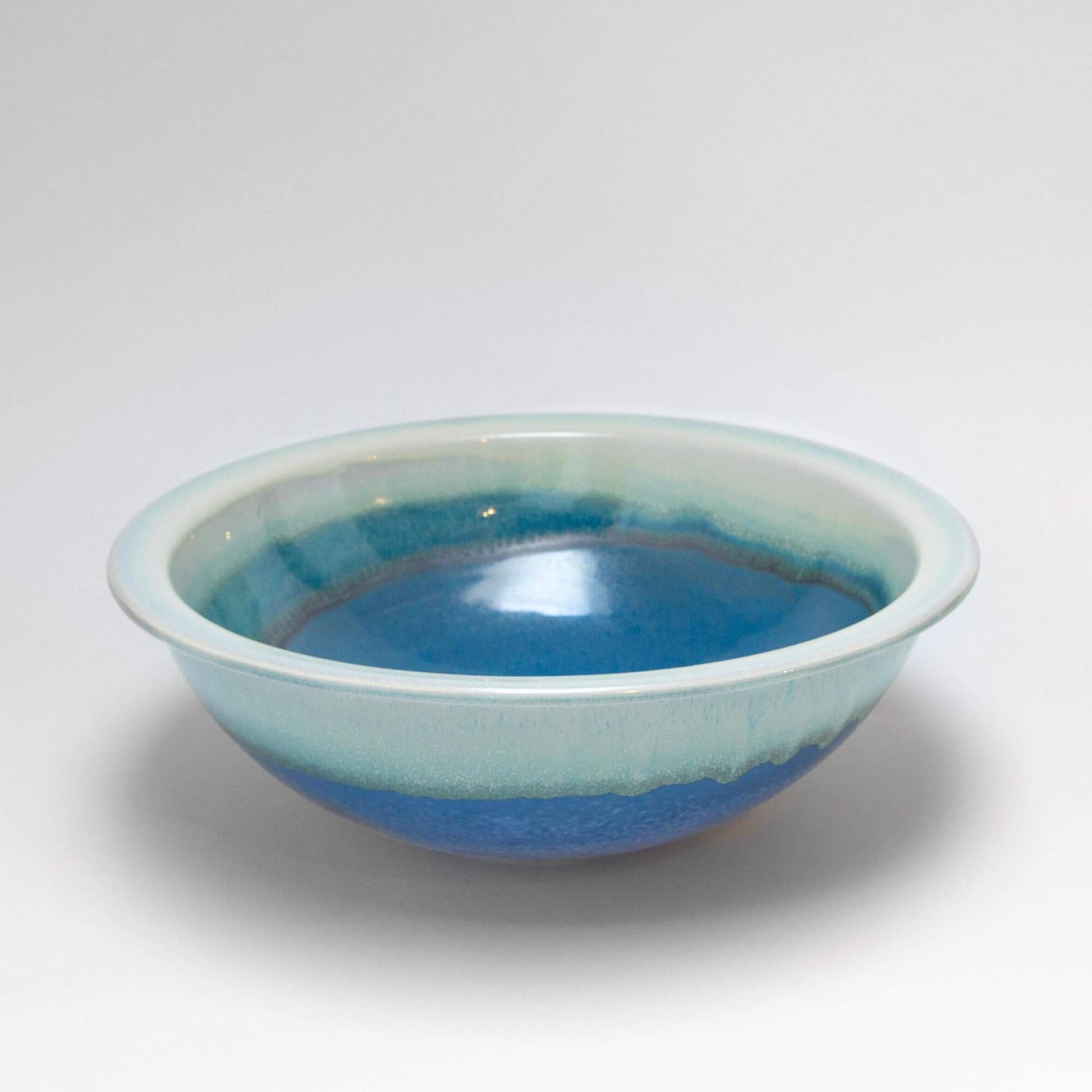 Handmade Pottery Rim Mount Sink in Blue Oribe pattern made by Olyssia Designs LLC  in US