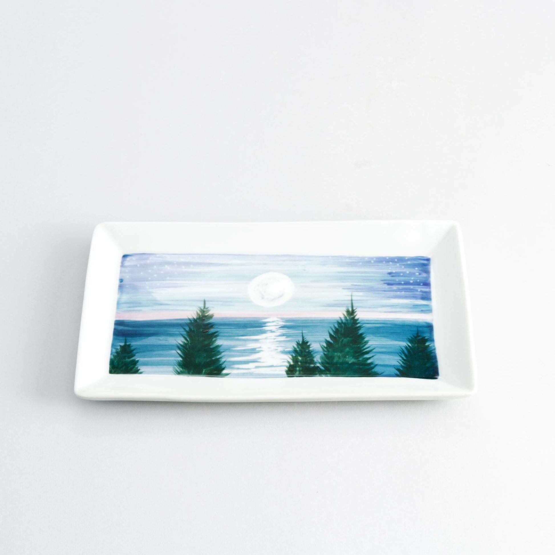 Handmade Pottery Tapas Plate in Moon pattern made by Olyssia Designs LLC in US