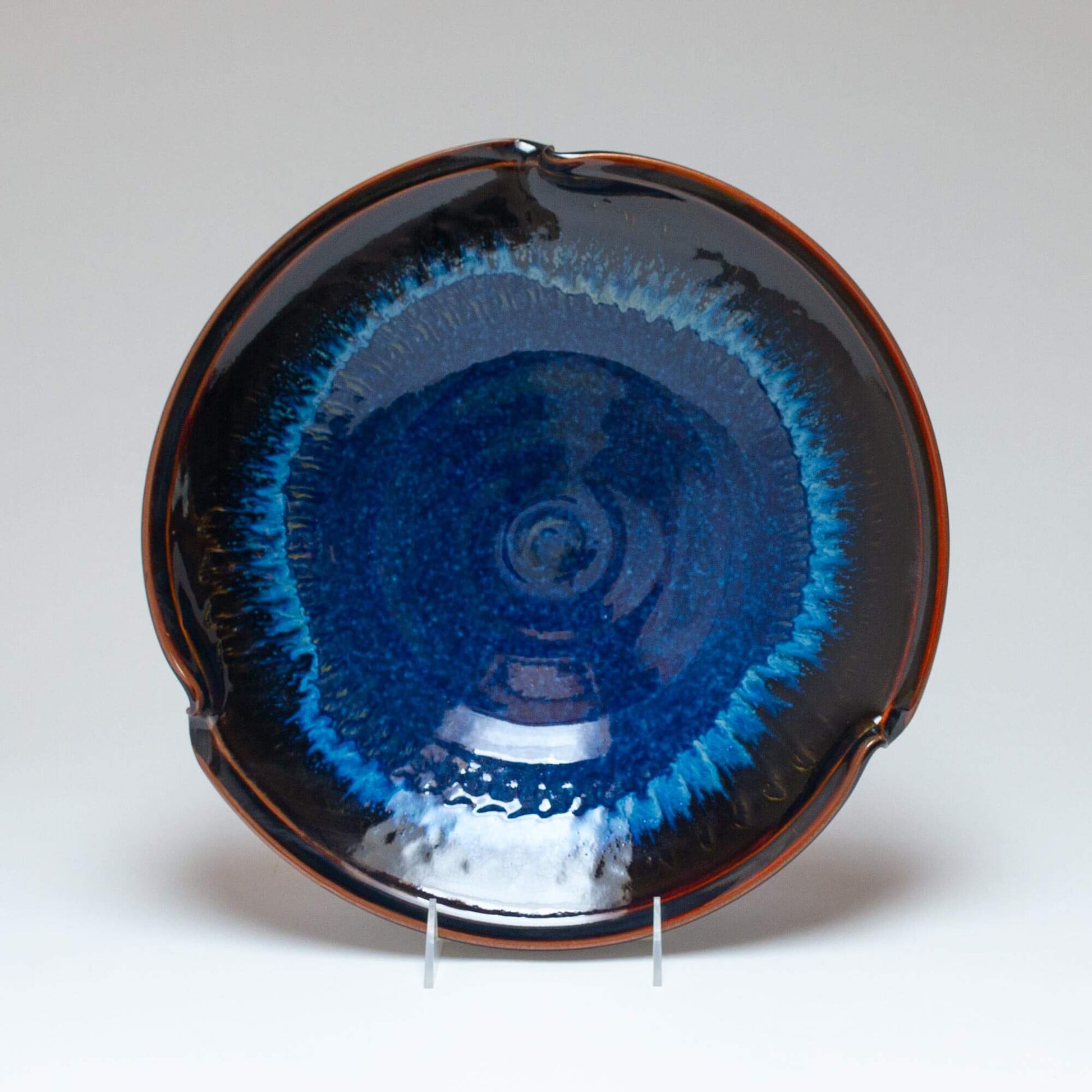 Handmade Pottery Signature Wave Bowl in Blue Hamada pattern made by Olyssia Designs LLC  in US