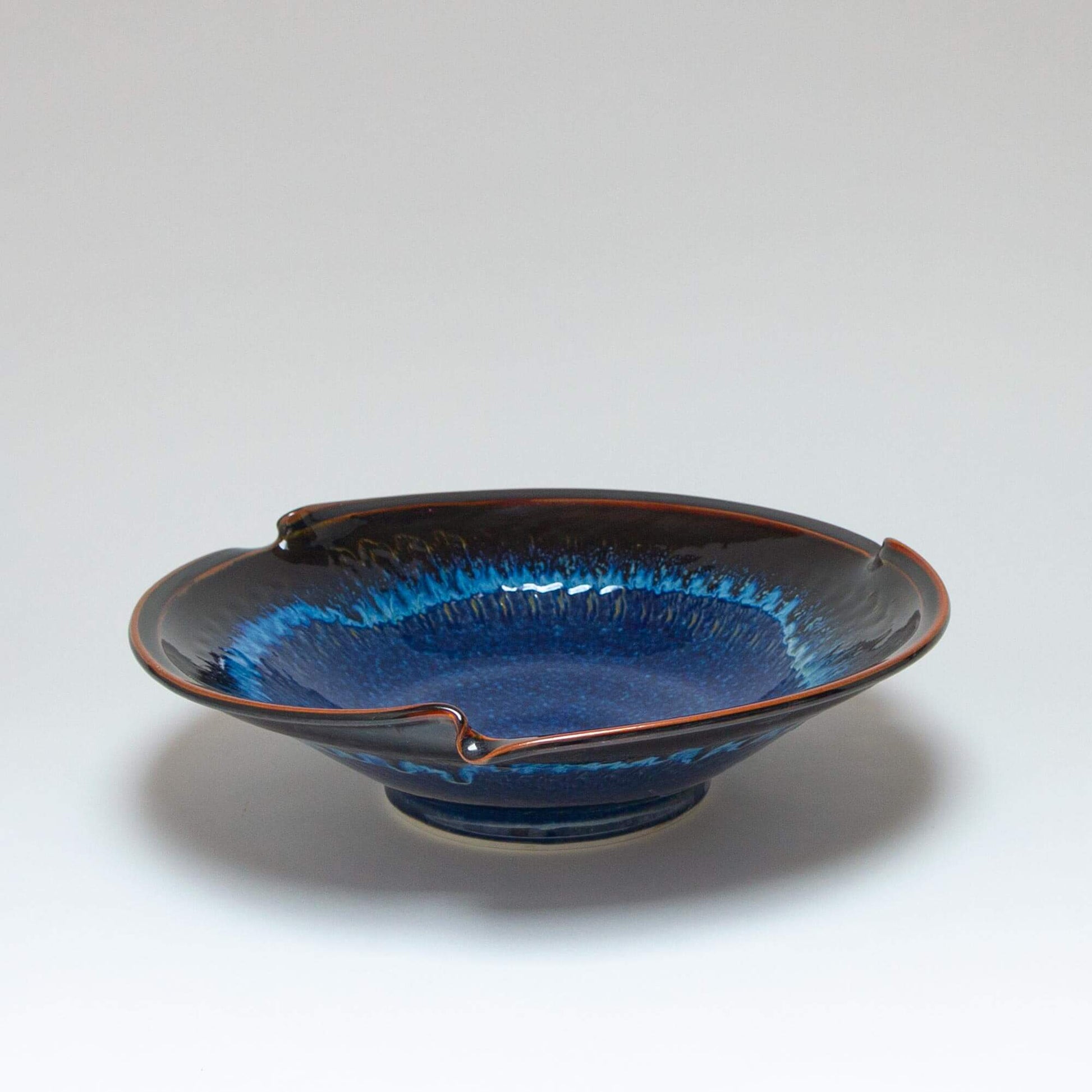 Handmade Pottery Signature Wave Bowl in Blue Hamada pattern made by Olyssia Designs LLC  in US