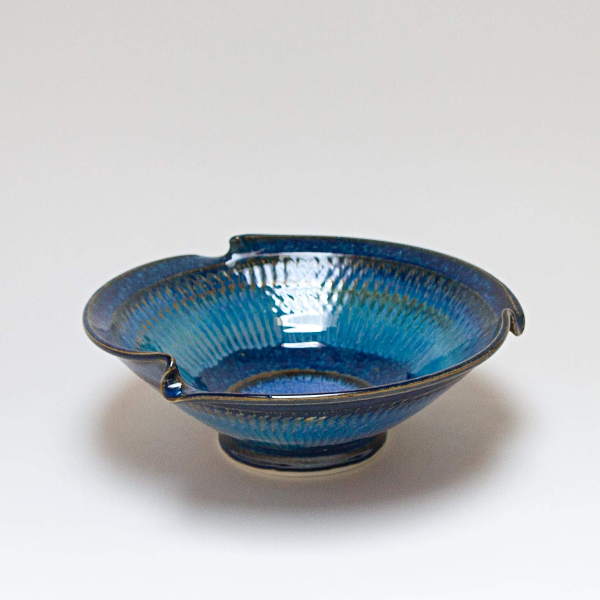 Handmade Pottery Signature Wave Bowl in Cobalt Purple pattern made by Olyssia Designs LLC  in US