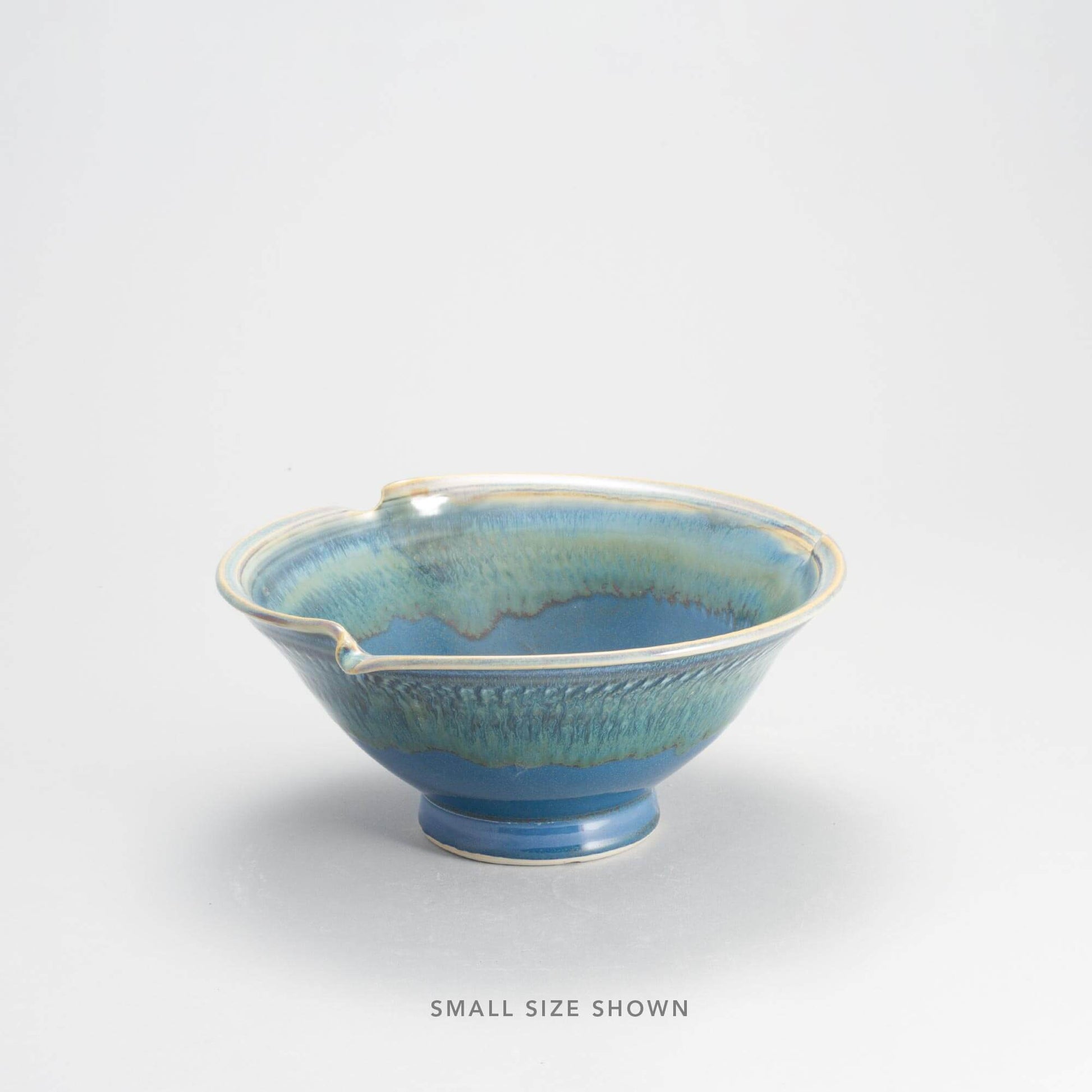 Handmade Pottery Signature Wave Bowl in Blue Oribe pattern made by Olyssia Designs LLC  in US