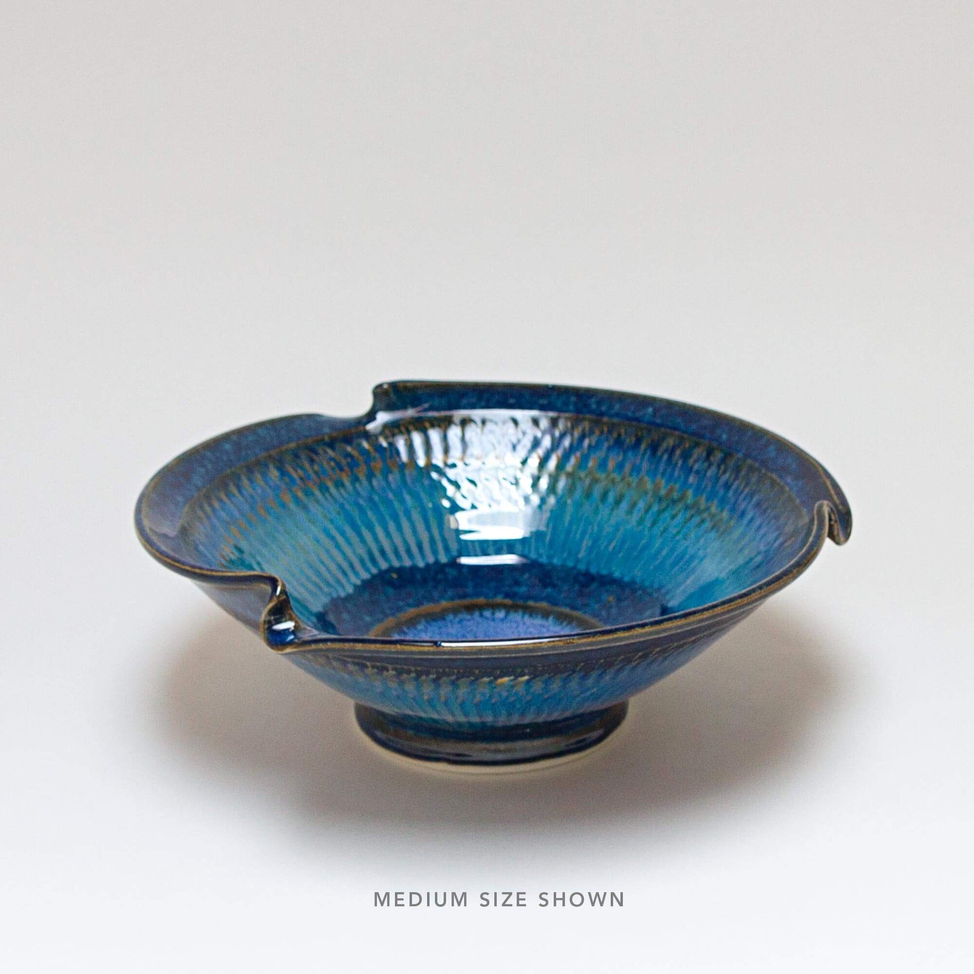 Handmade Pottery Signature Wave Bowl in Cobalt pattern made by Olyssia Designs LLC  in US