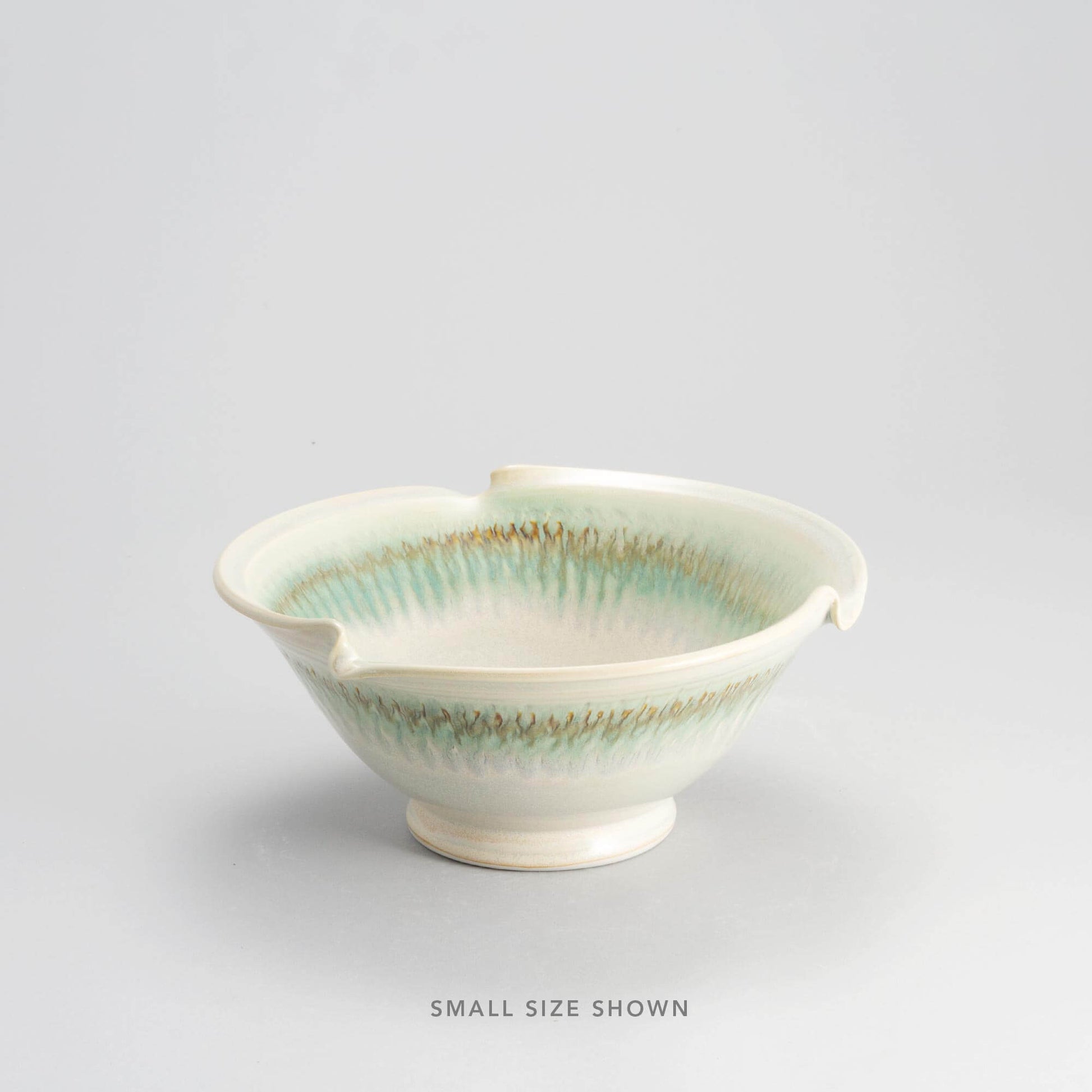 Handmade Pottery Signature Wave Bowl in Ivory & Green pattern made by Olyssia Designs LLC  in US