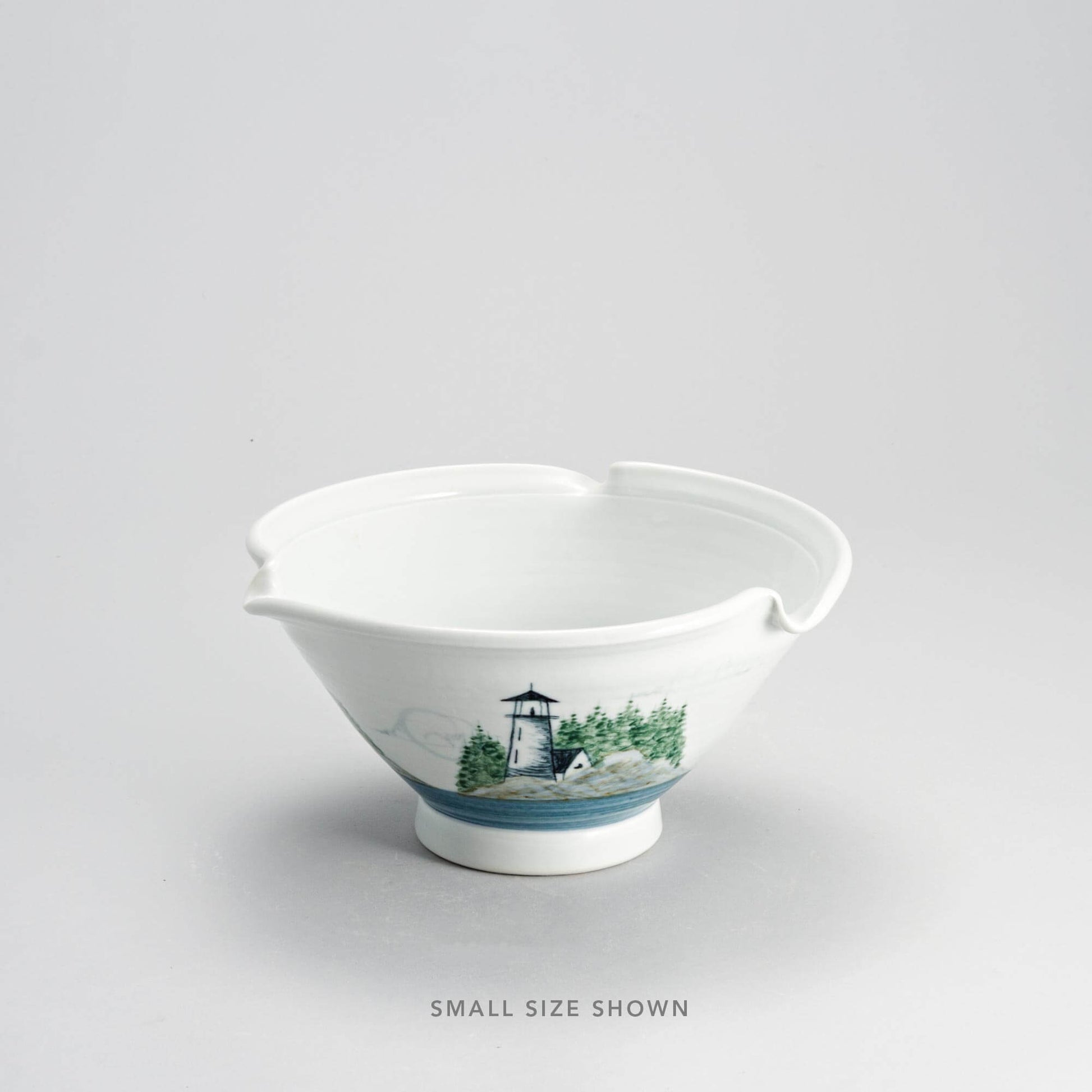 Handmade Pottery Signature Wave Bowl in Lighthouse pattern made by Olyssia Designs LLC  in US