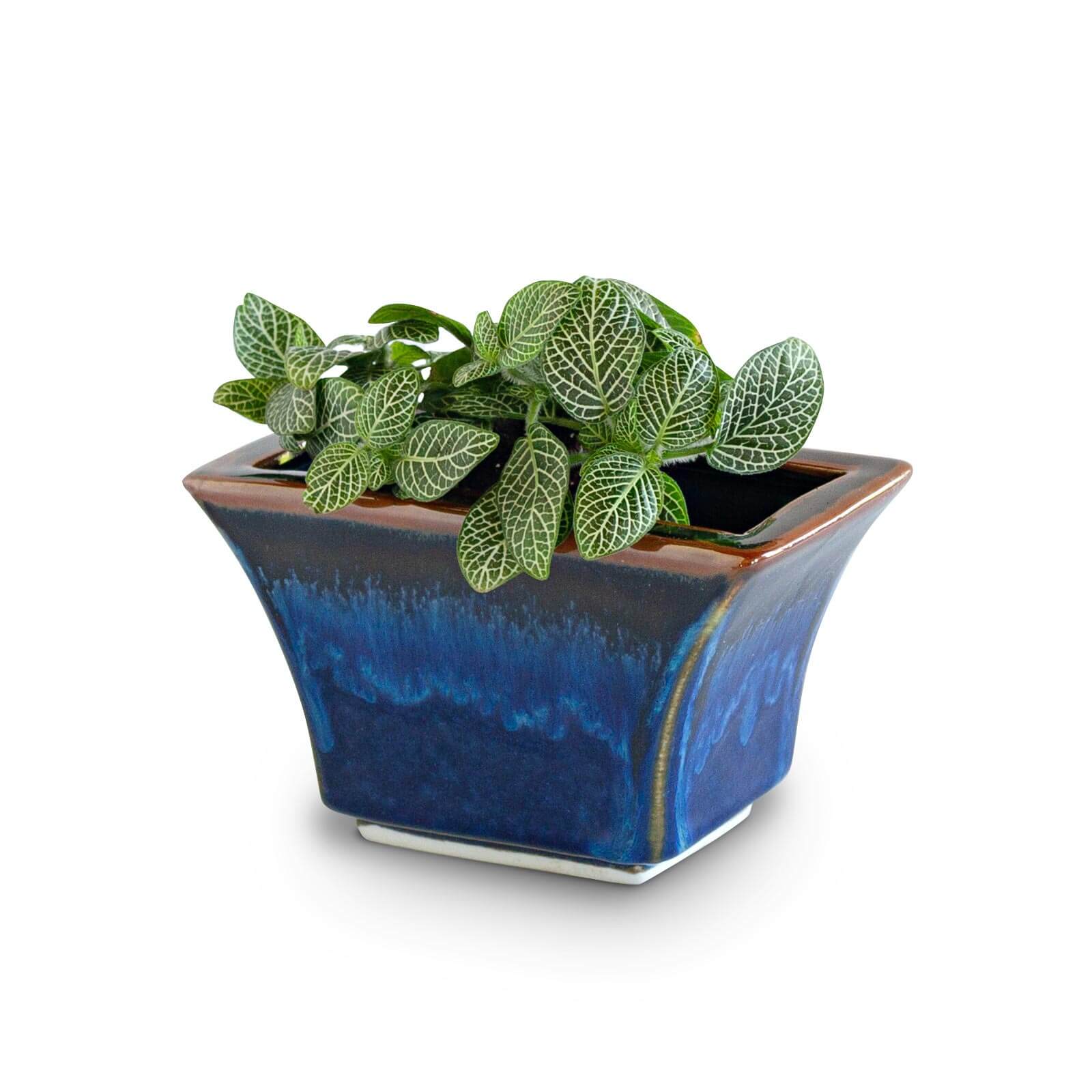 Handmade Pottery Windowsill Planter in Blue Hamada pattern made by Olyssia Designs LLC  in US