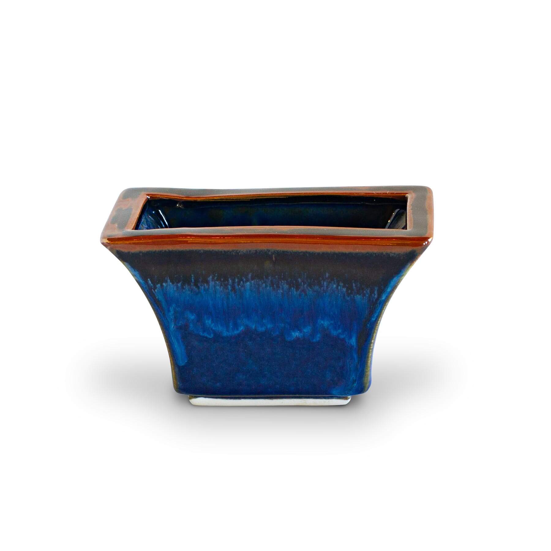 Handmade Pottery Windowsill Planter in Blue Hamada pattern made by Olyssia Designs LLC  in US